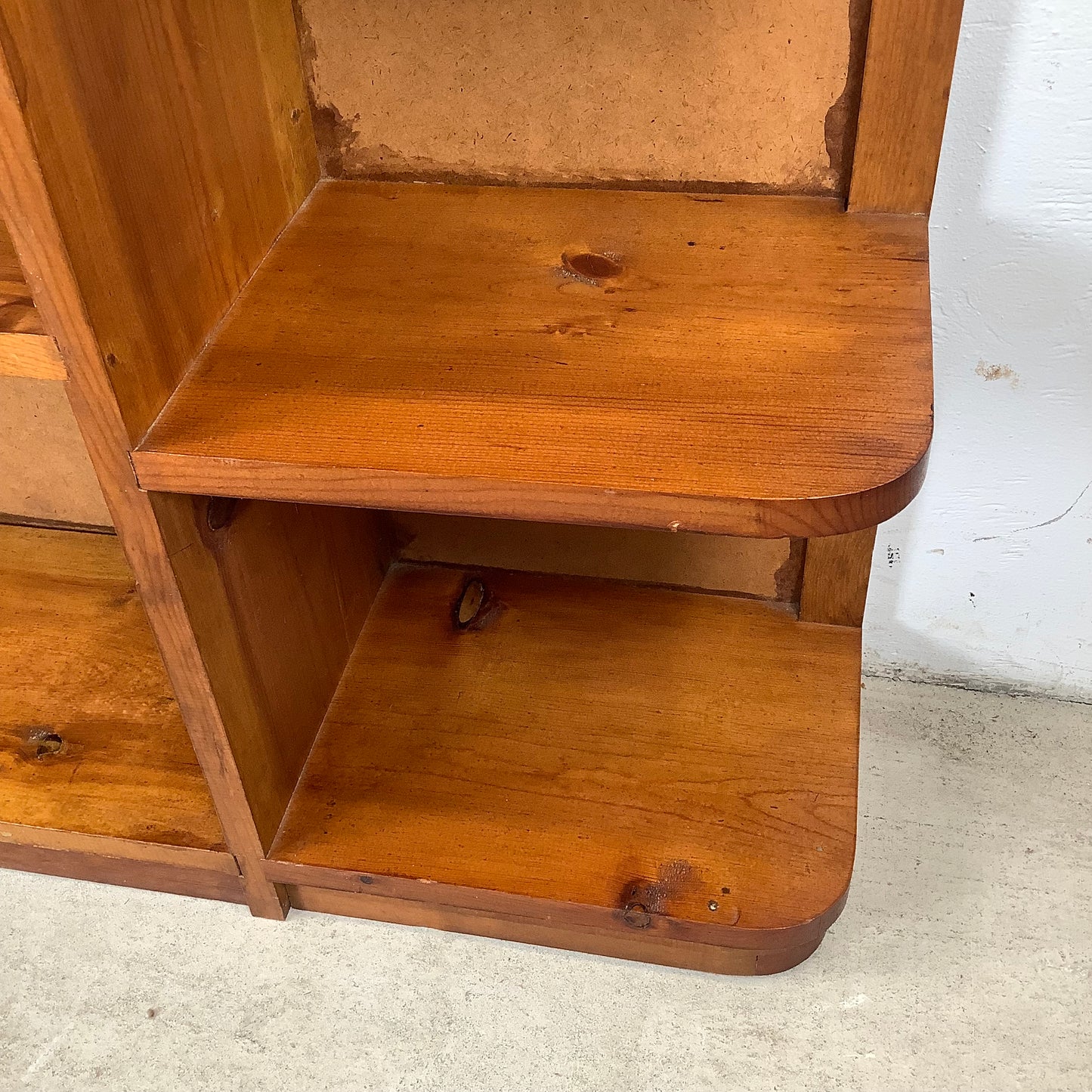 Vintage Solid Pine Open Bookcase