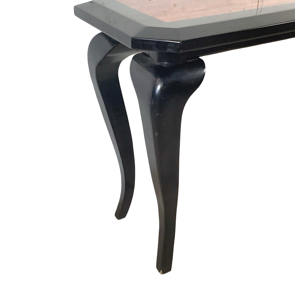 Postmodern Black Lacquer Console Table – Sculptural Legs