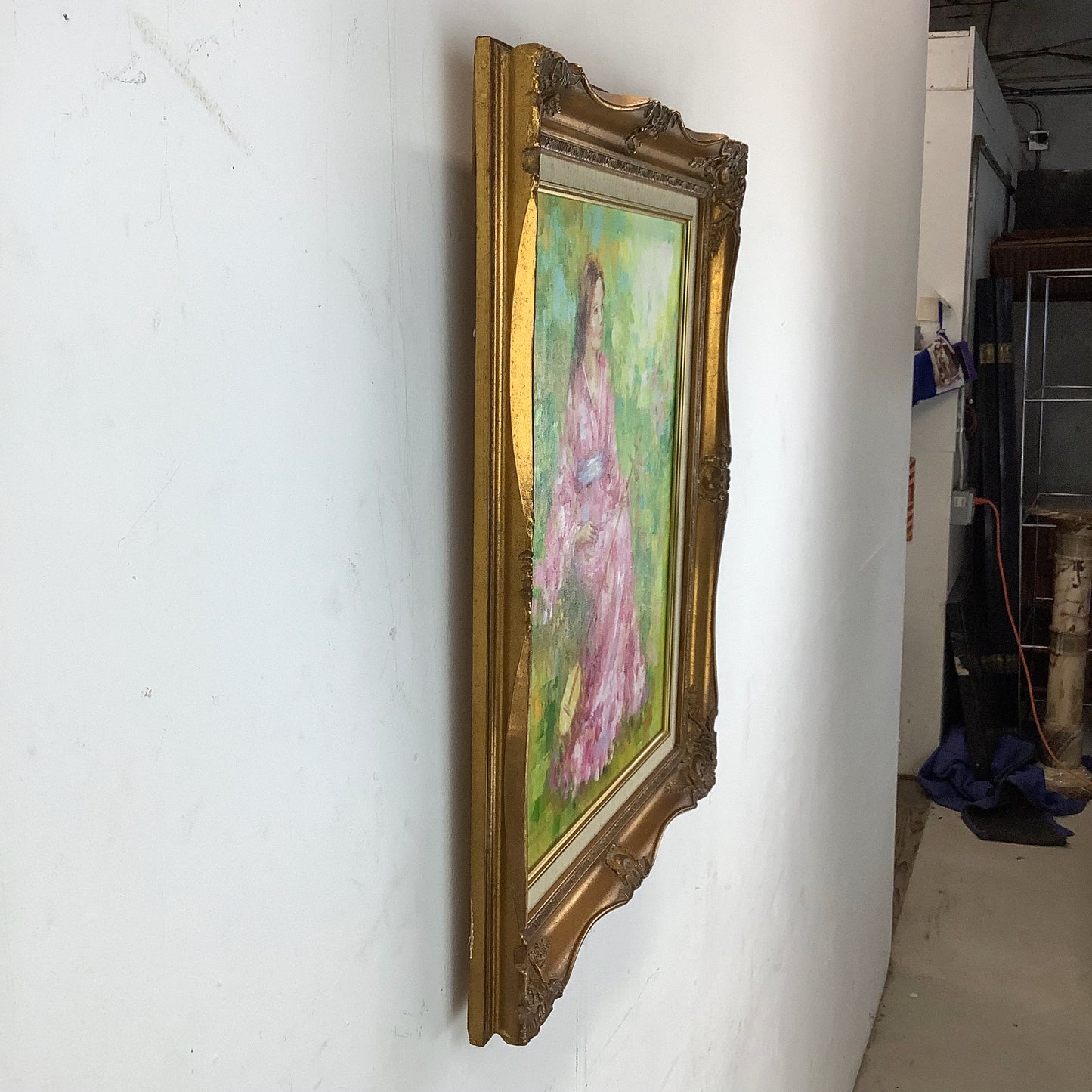 Original Vintage Oil by Karin Schaefers – Woman in Pink Kimono