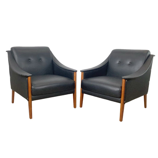 Pair Modern Gio Ponti Style Armchairs