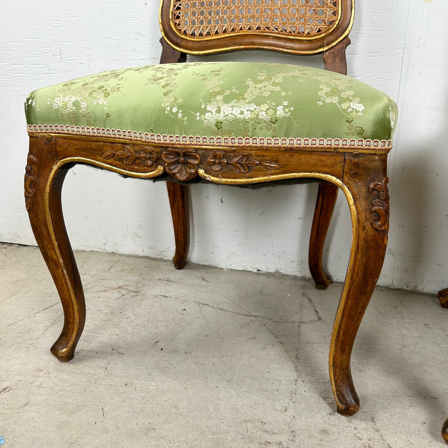 Pair Louis XV Style Side Chairs with Cane Backs