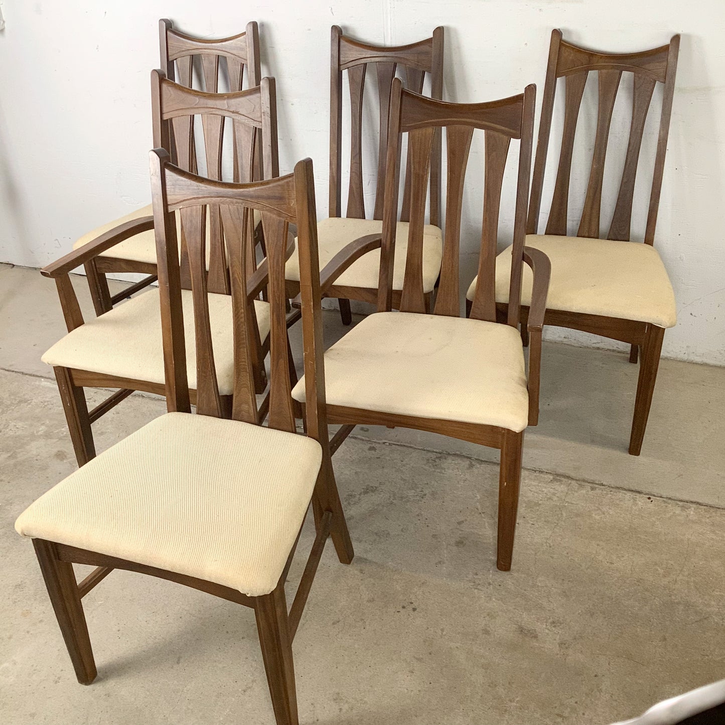 Set of Six Mid-Century Walnut Dining Chairs