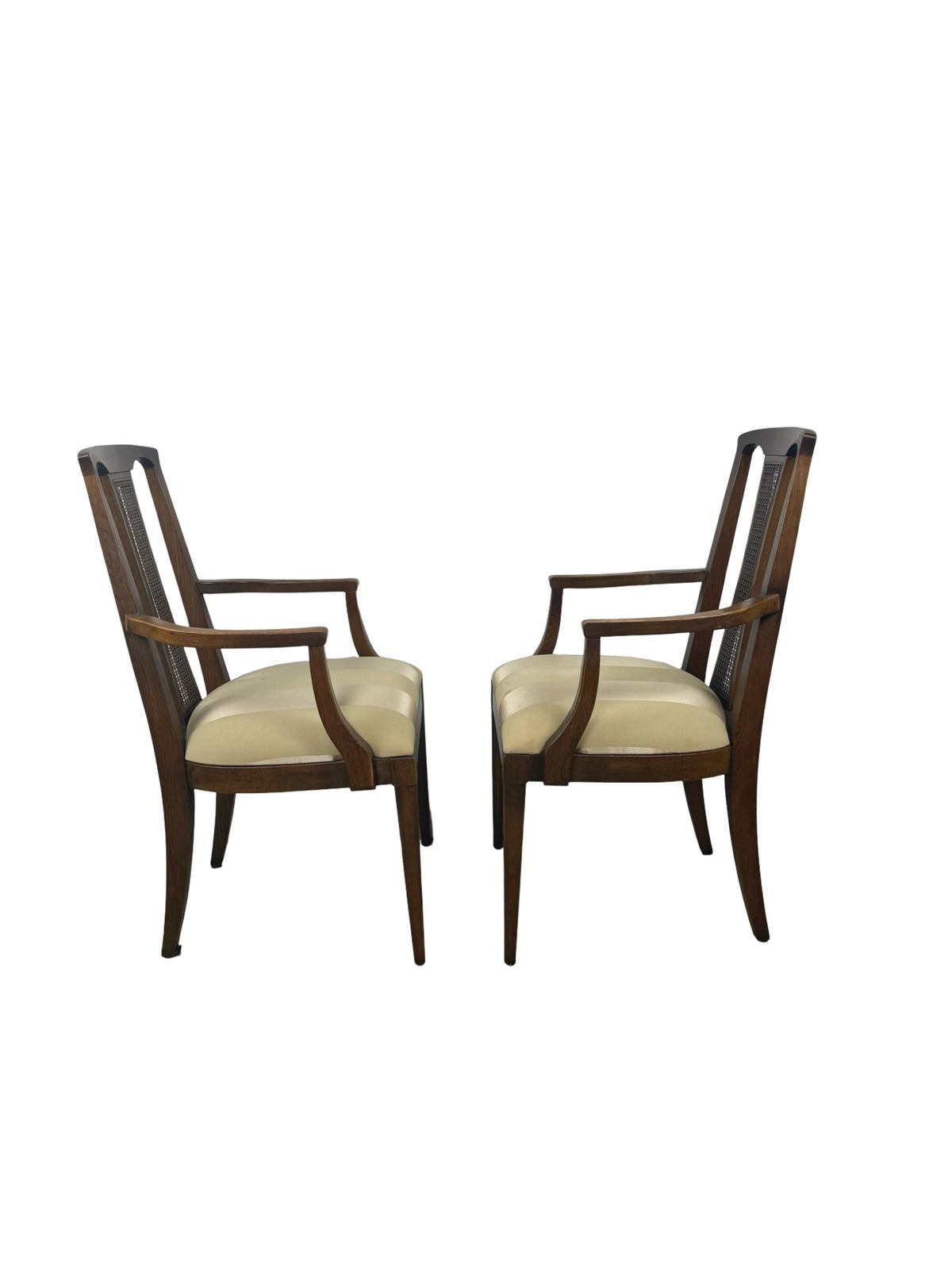 Pair of Mid-Century Modern High-Back Cane Dining Armchairs, Stamped Denmark