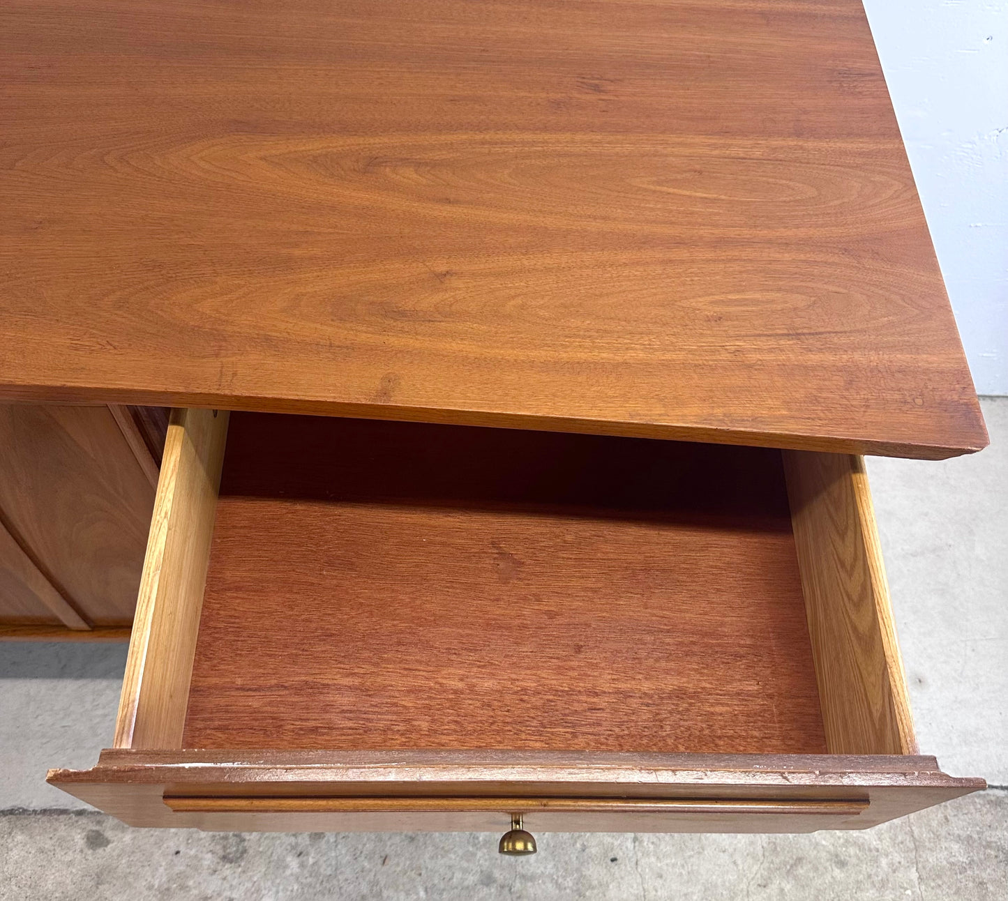 Mid-Century Lowboy Walnut Dresser With Drumstick Legs