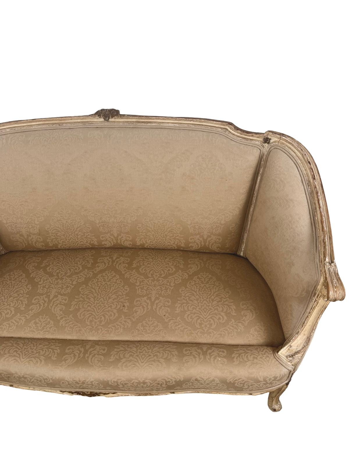 Vintage Louis XV Revival Carved Giltwood Upholstered Settee