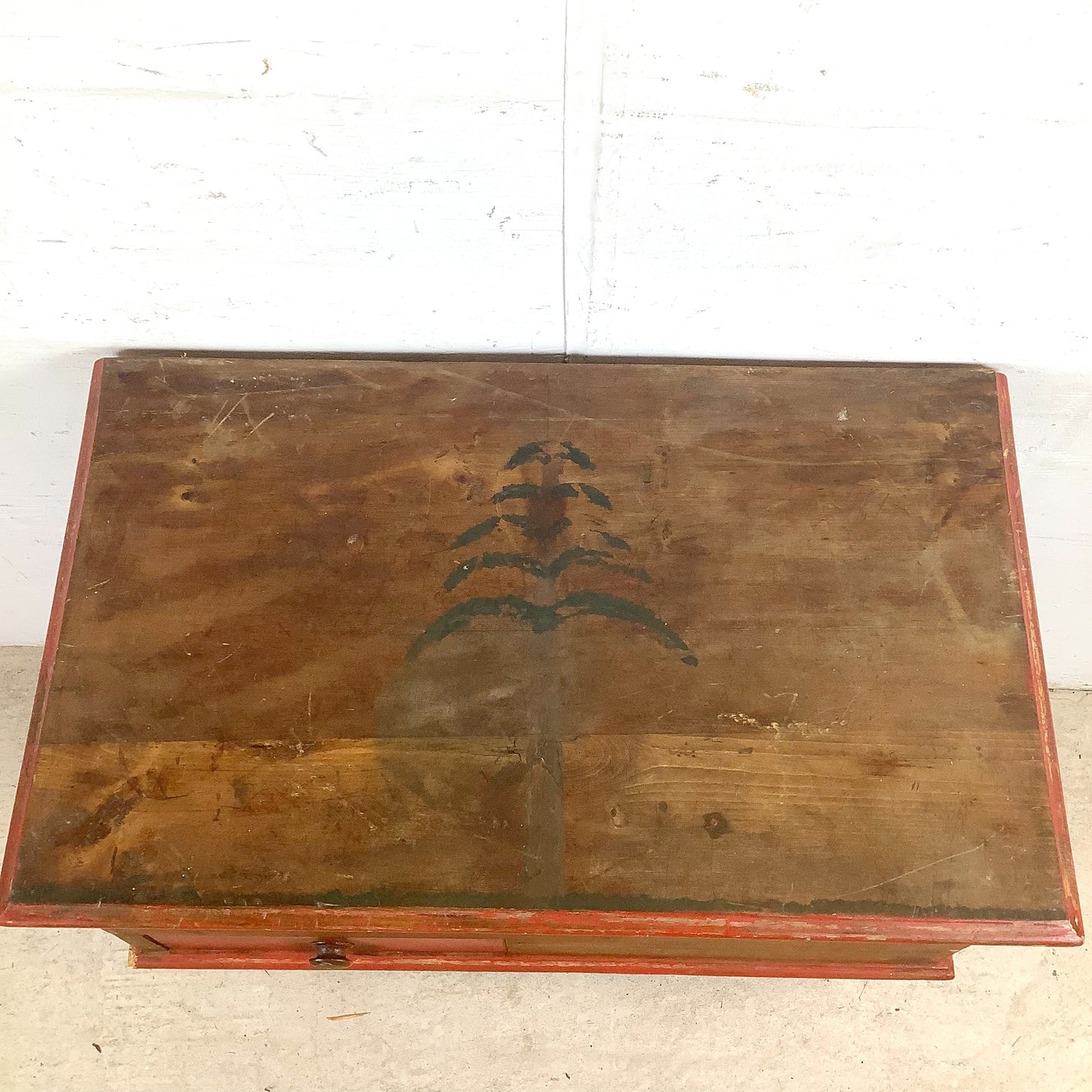 Antique American Primitive Painted Pine Farmhouse Cabinet