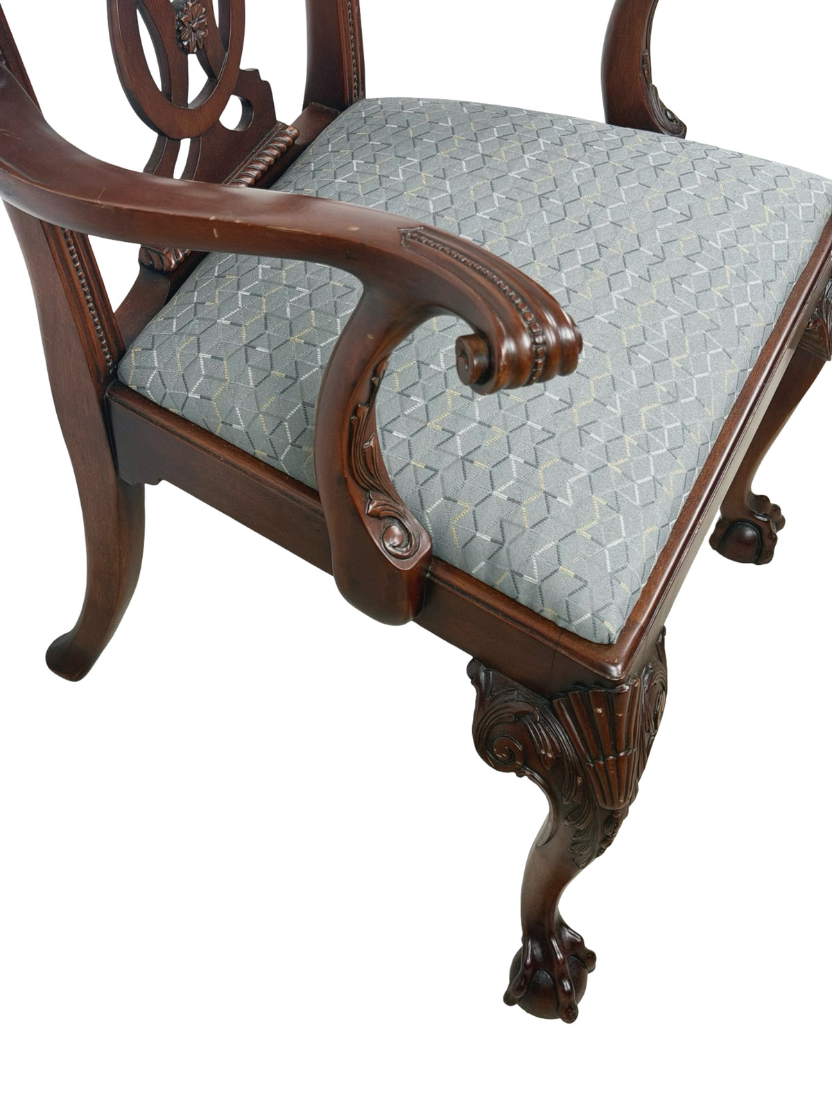 Vintage Maitland-Smith Chippendale Carved Armchair with Ball-and-Claw Feet
