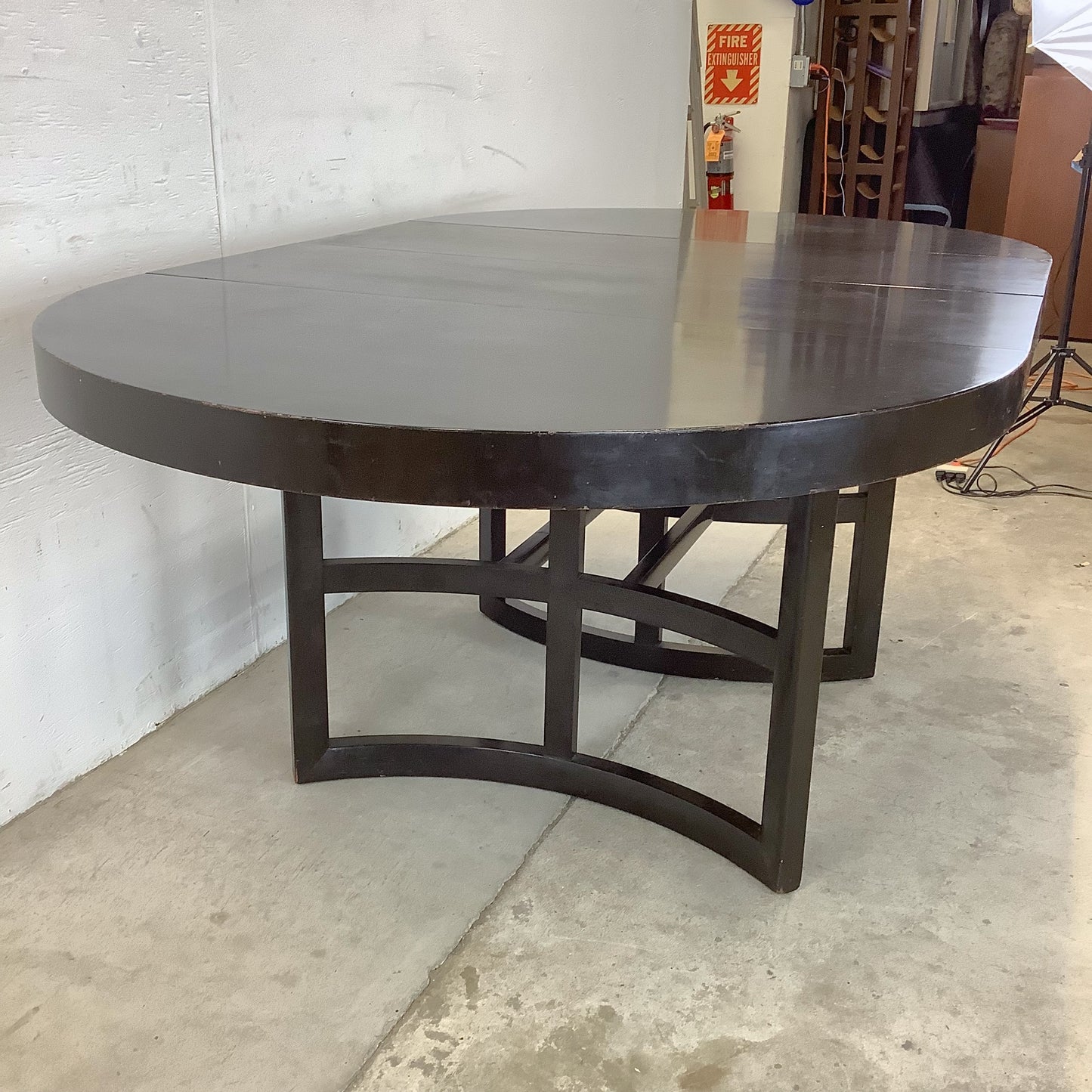 Ebonized Mahogany Round Extension Dining Table — Attributed to Paul T. Frankl