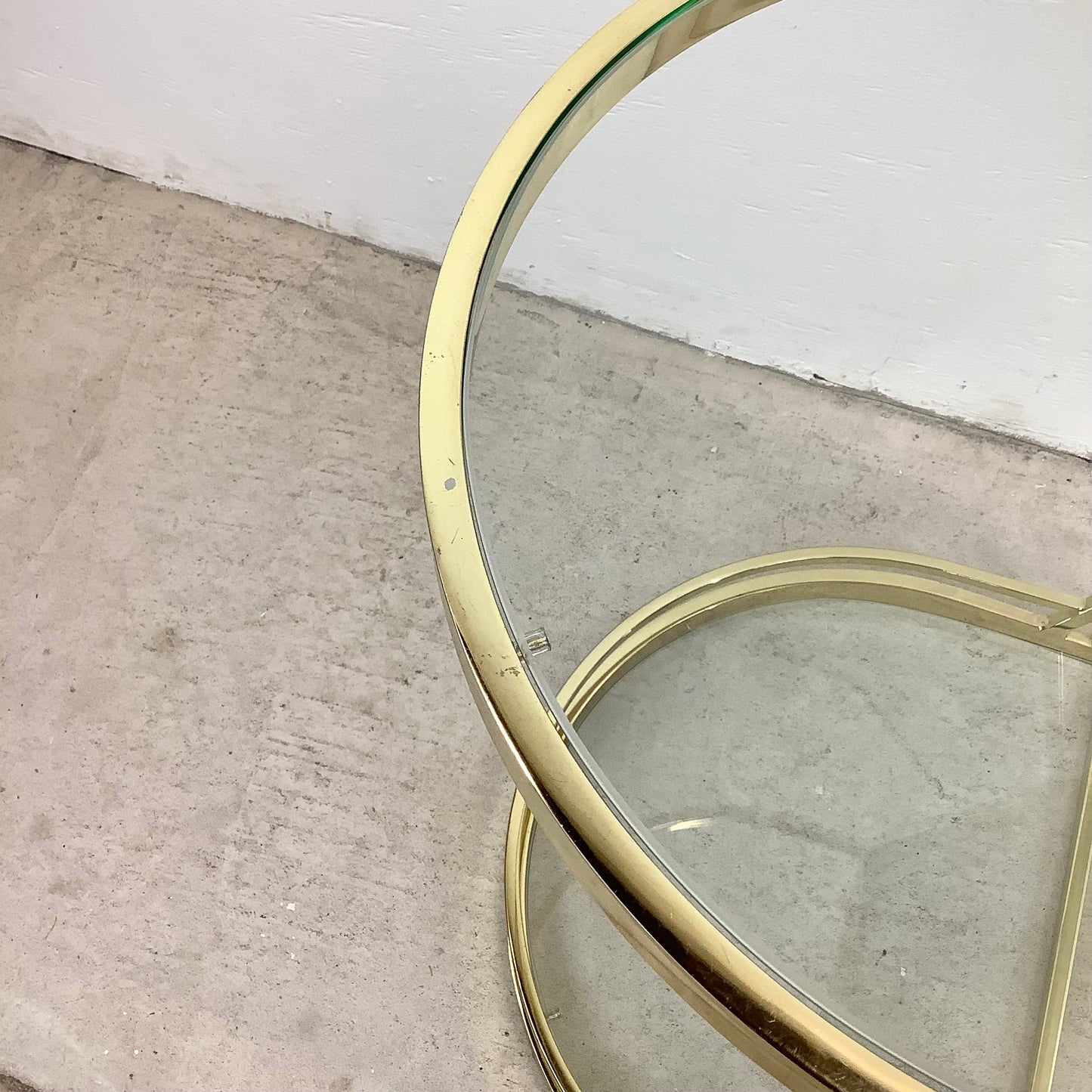 Vintage Hollywood Regency Brass & Glass Magazine Rack Side Table