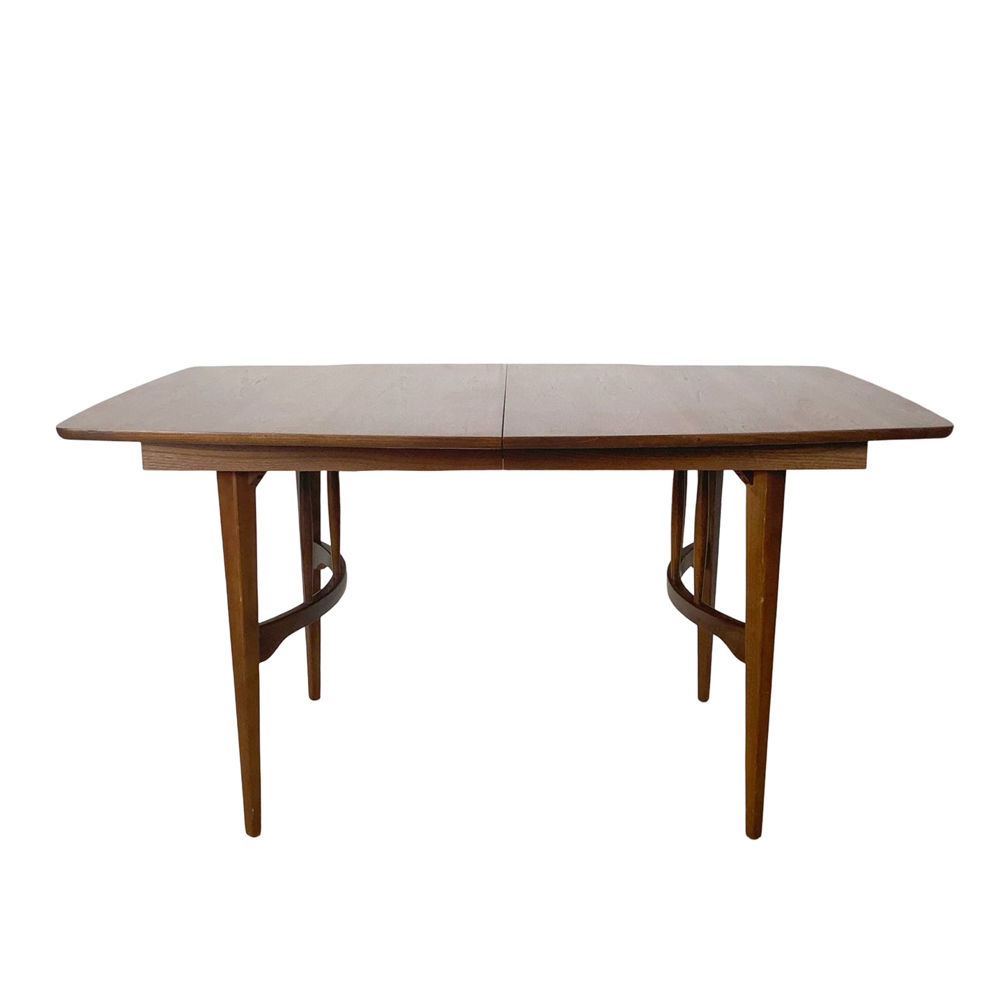 Mid-Century Walnut Spindle Trestle Dining Table w/ Leaves