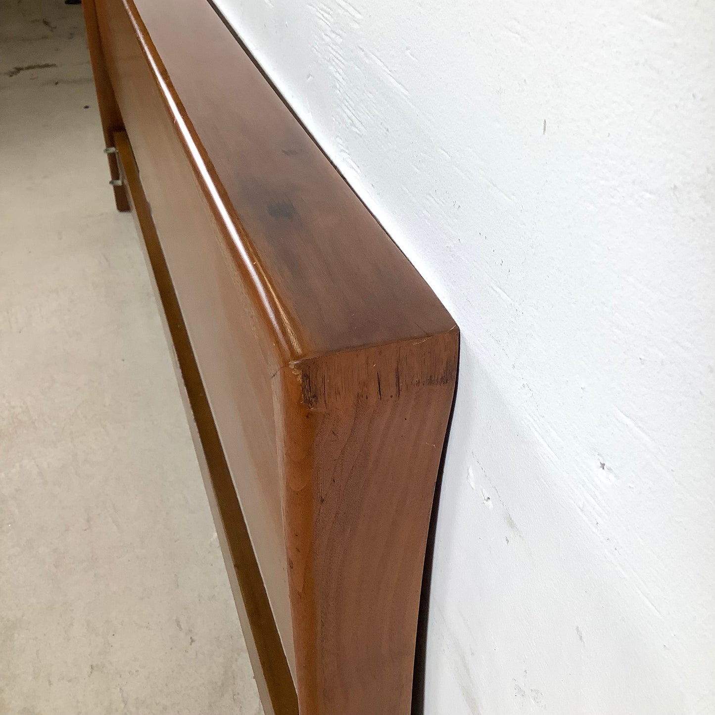 Sculptural MCM Walnut King Headboard
