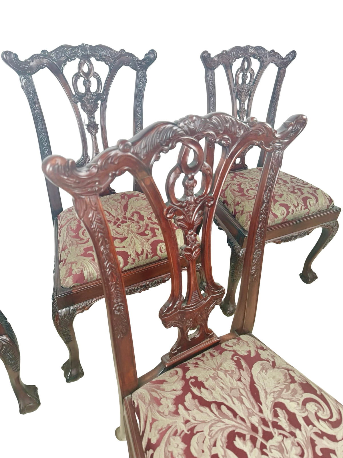 Set of 4 Chippendale-Style Mahogany Dining Chairs with Carved Ball-and-Claw Feet