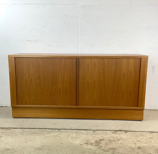 Scandinavian Modern Teak Credenza With Tambour Doors