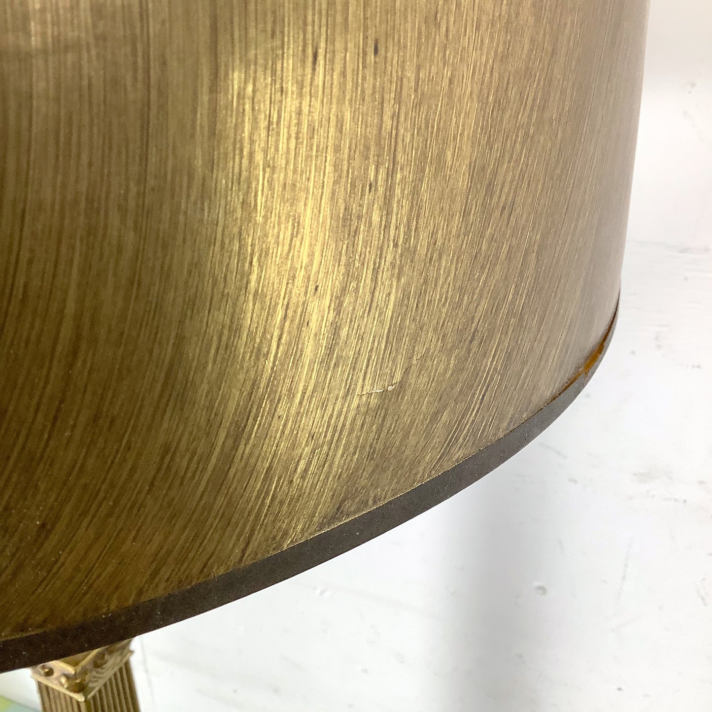 Pair of Neoclassical Brass Table Lamps with Fluted Columns and Ornate Candelabra Tops