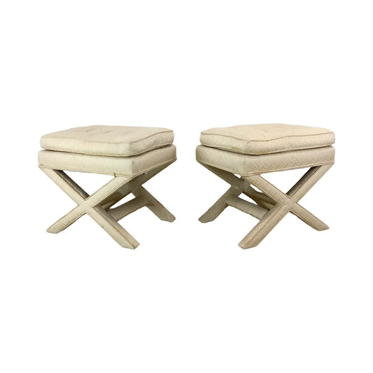 Pair Vintage X-Base Regency Benches