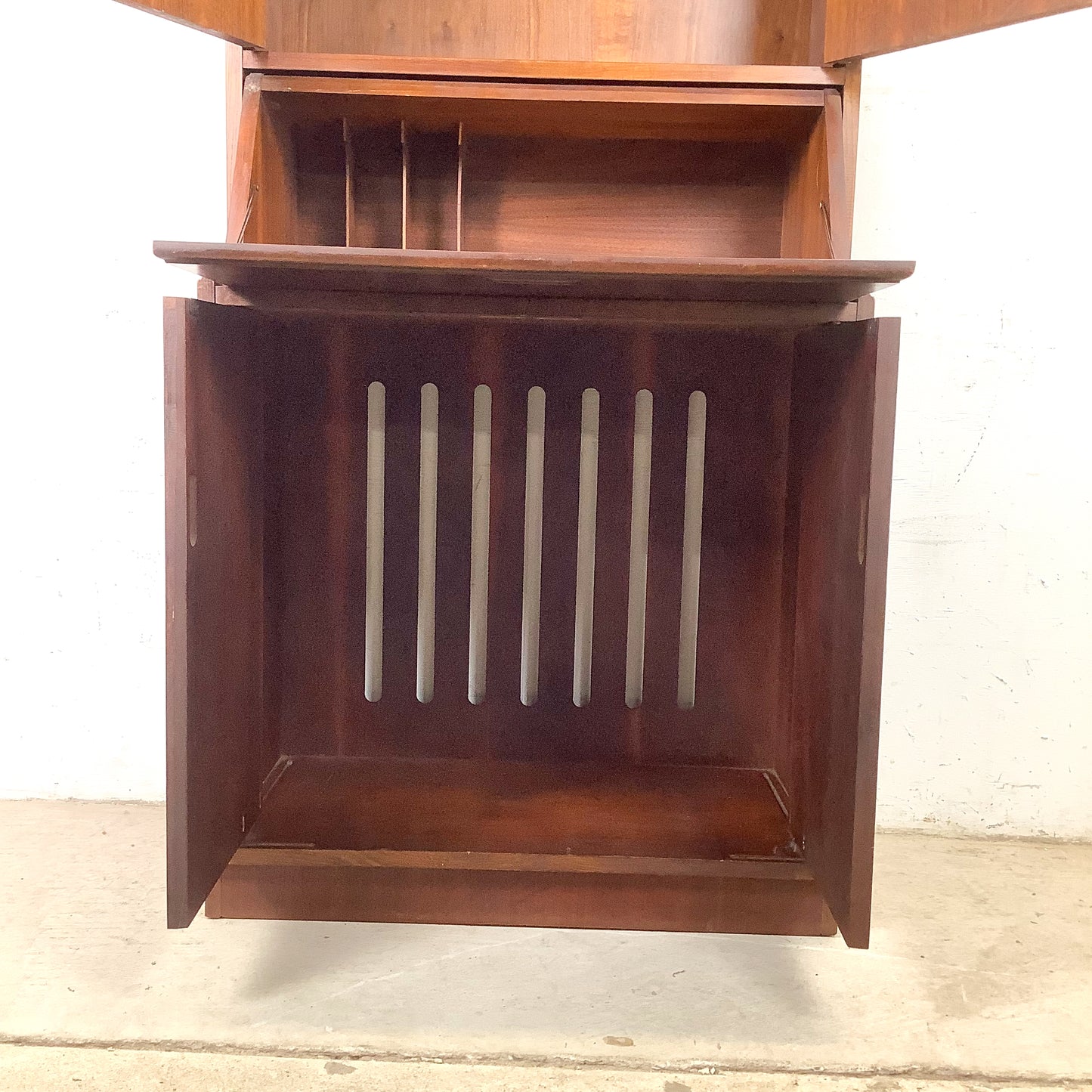 Vintage Mid-Century Modern Walnut Secretary Bookcase | Drop-Front Desk | c. 1960s