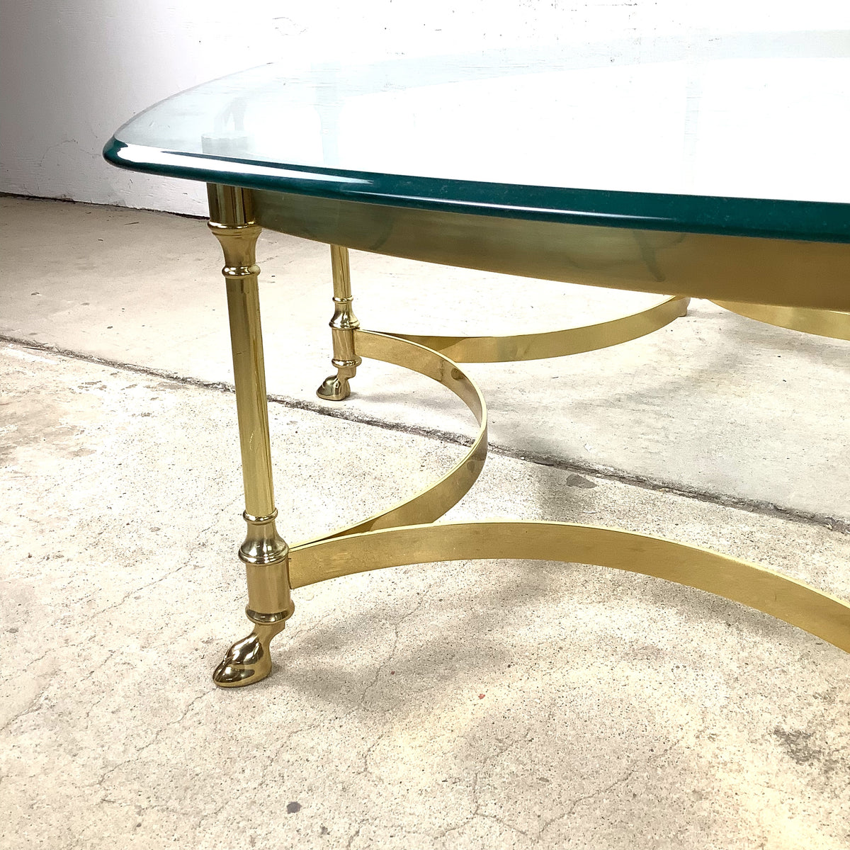 Sculptural Hollywood Regency Brass &amp; Glass Coffee Table