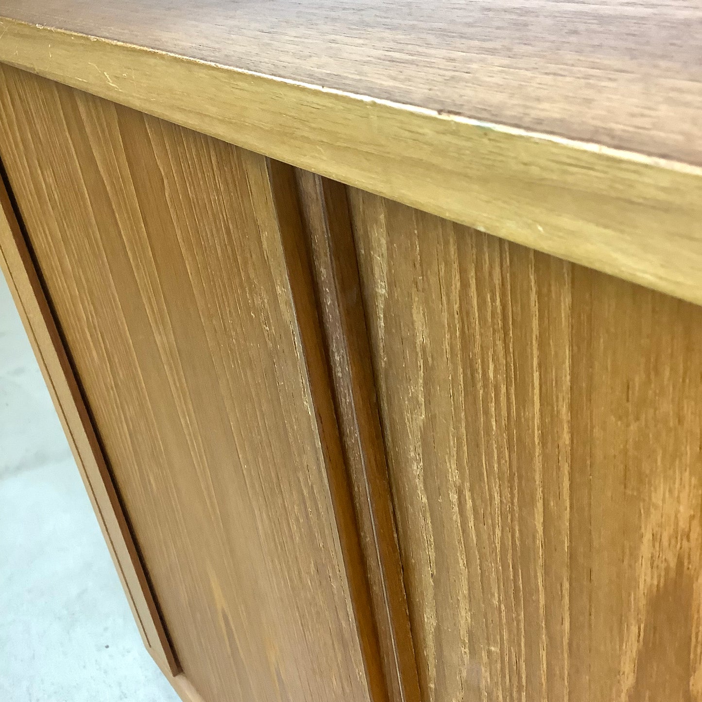 Scandinavian Modern Teak Credenza With Tambour Doors