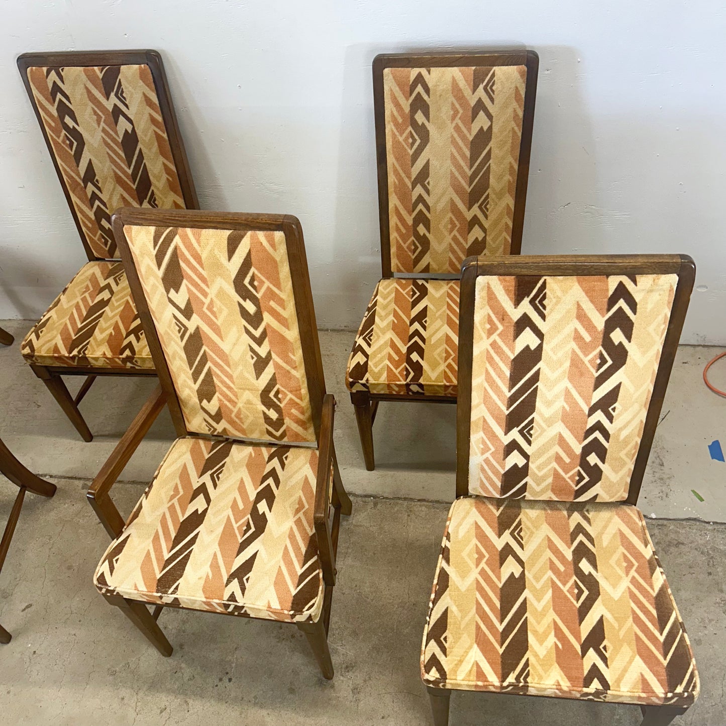 Vintage Modern High Back Dining Chairs- Set of Six