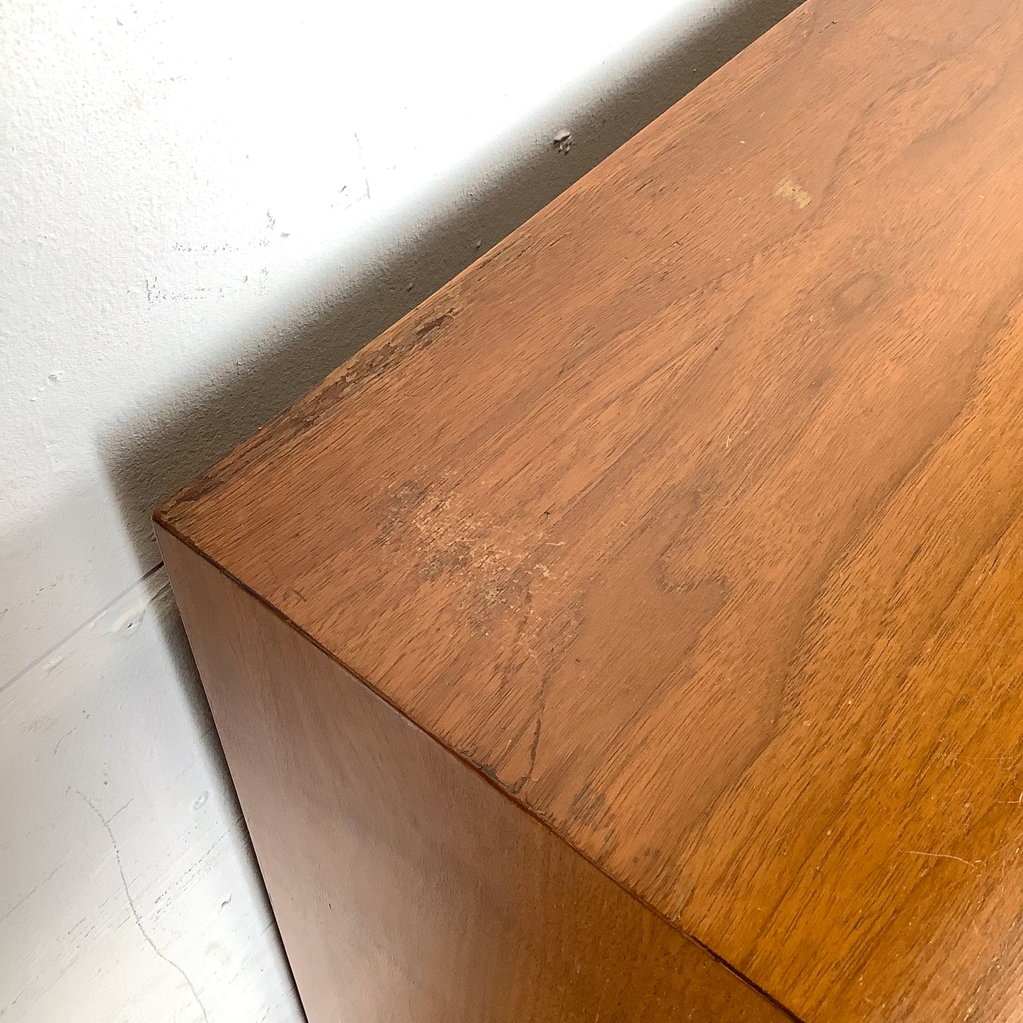 Mid-Century Walnut Highboy With Brass Pulls and Interior Drawers