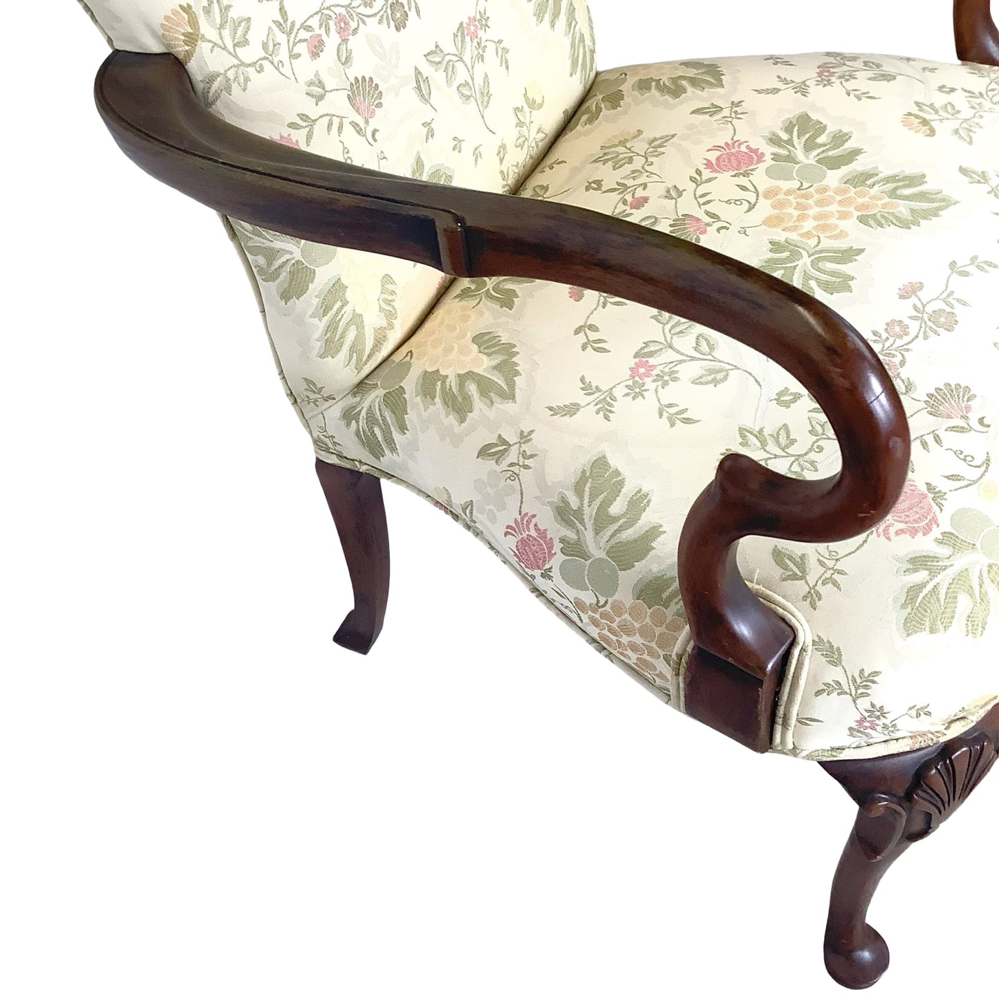 Vintage Pair of Georgian Revival Armchairs | Floral Upholstery | Set of 2