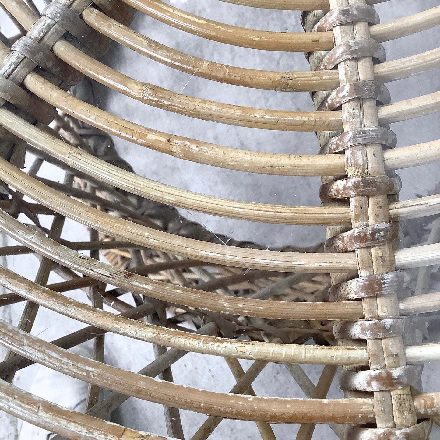Vintage Wicker Drum Table With Glass Top