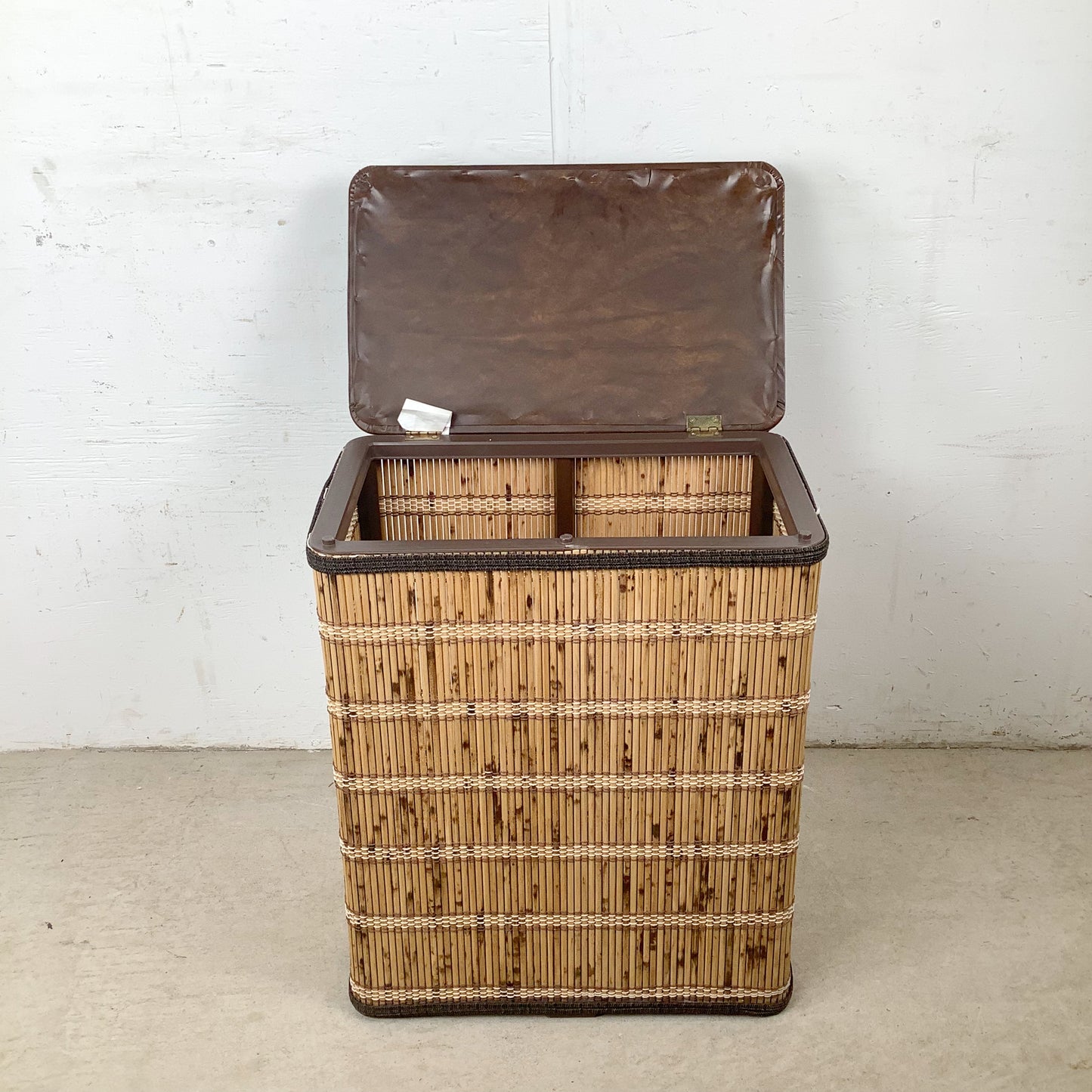 Vintage Bohemian Laundry Basket with Natural Cane Wrap