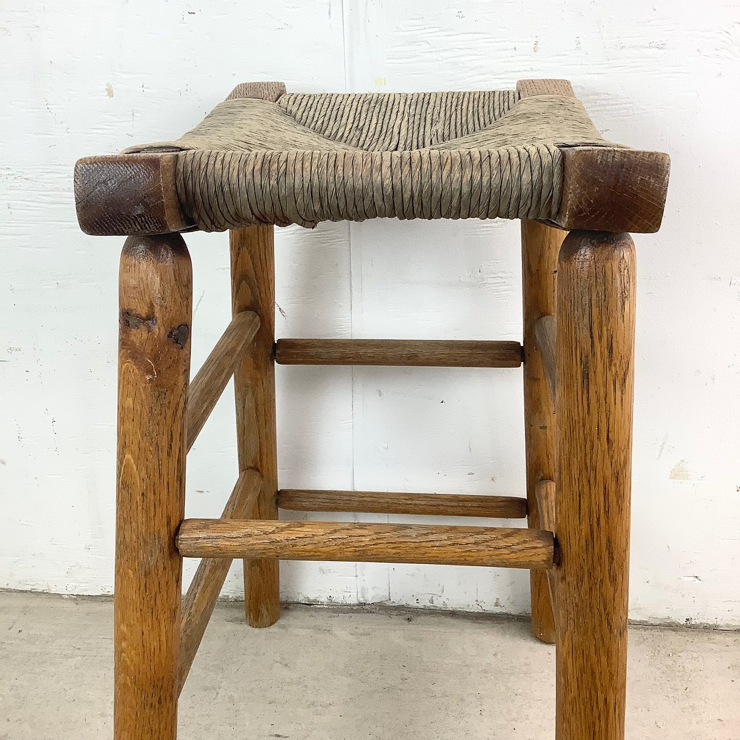 Vintage Rope Seat Counter Stool