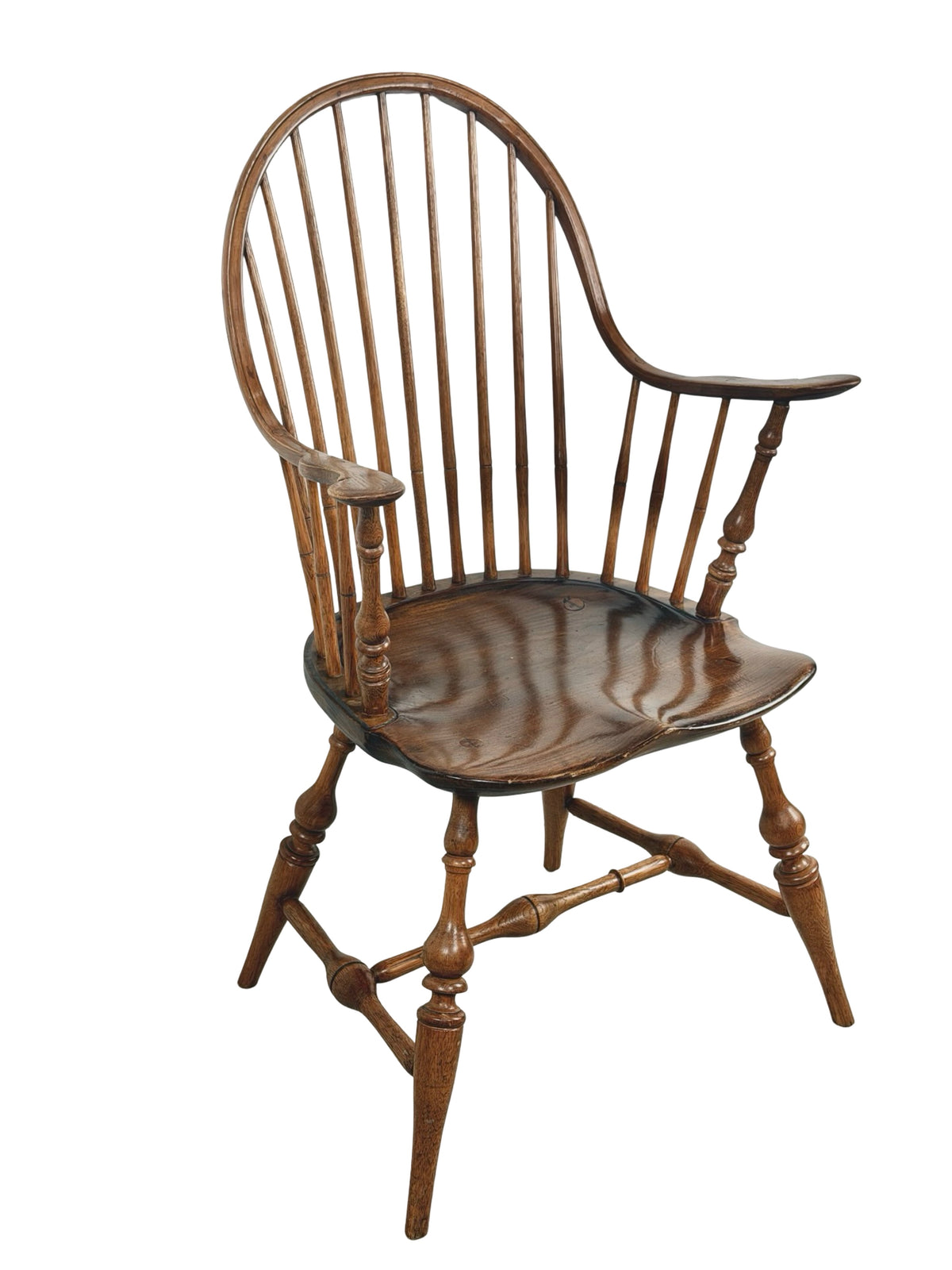 Antique Continuous-Arm Windsor Spindle-Back Wooden Chair