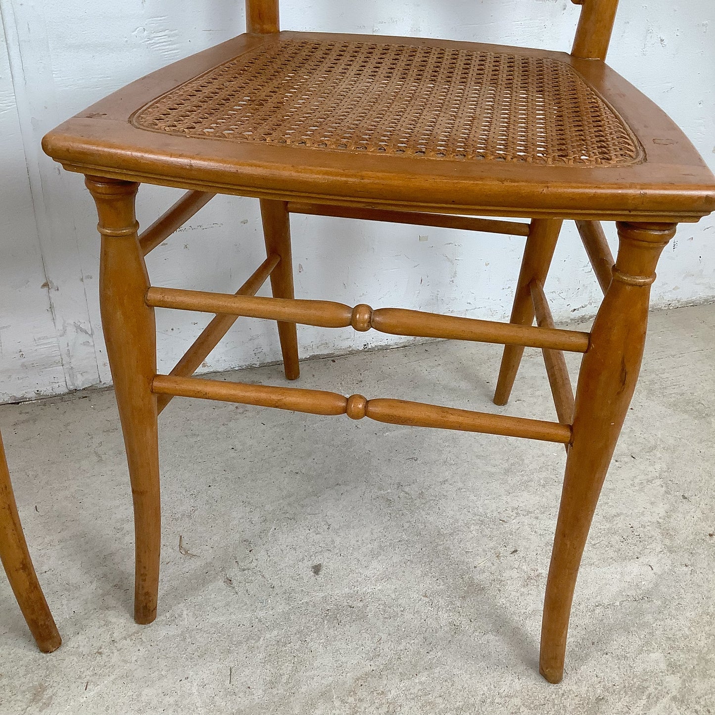 Antique Ribbon & Garland Caned Seat Side Chairs – Pair
