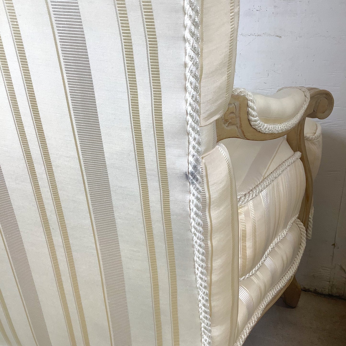 Vintage Pair of Louis XV–Style Bergère Chairs with Curved Frames