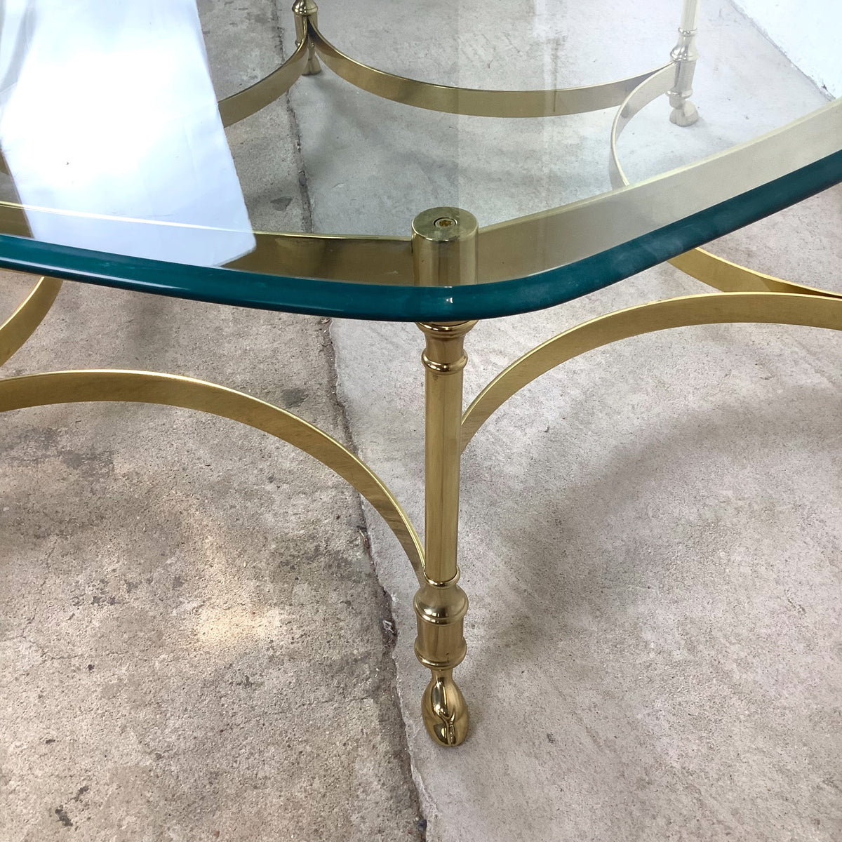 Sculptural Hollywood Regency Brass &amp; Glass Coffee Table
