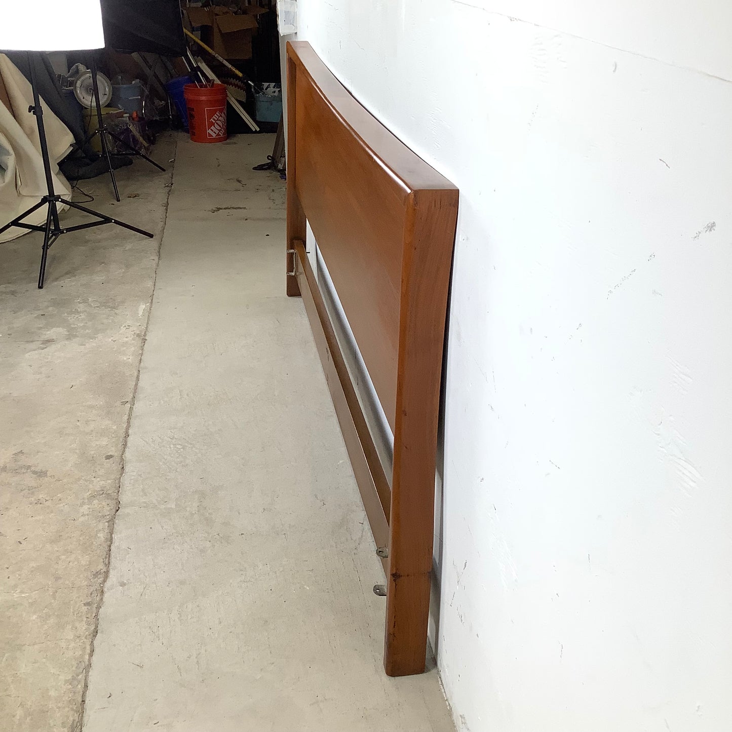 Sculptural MCM Walnut King Headboard