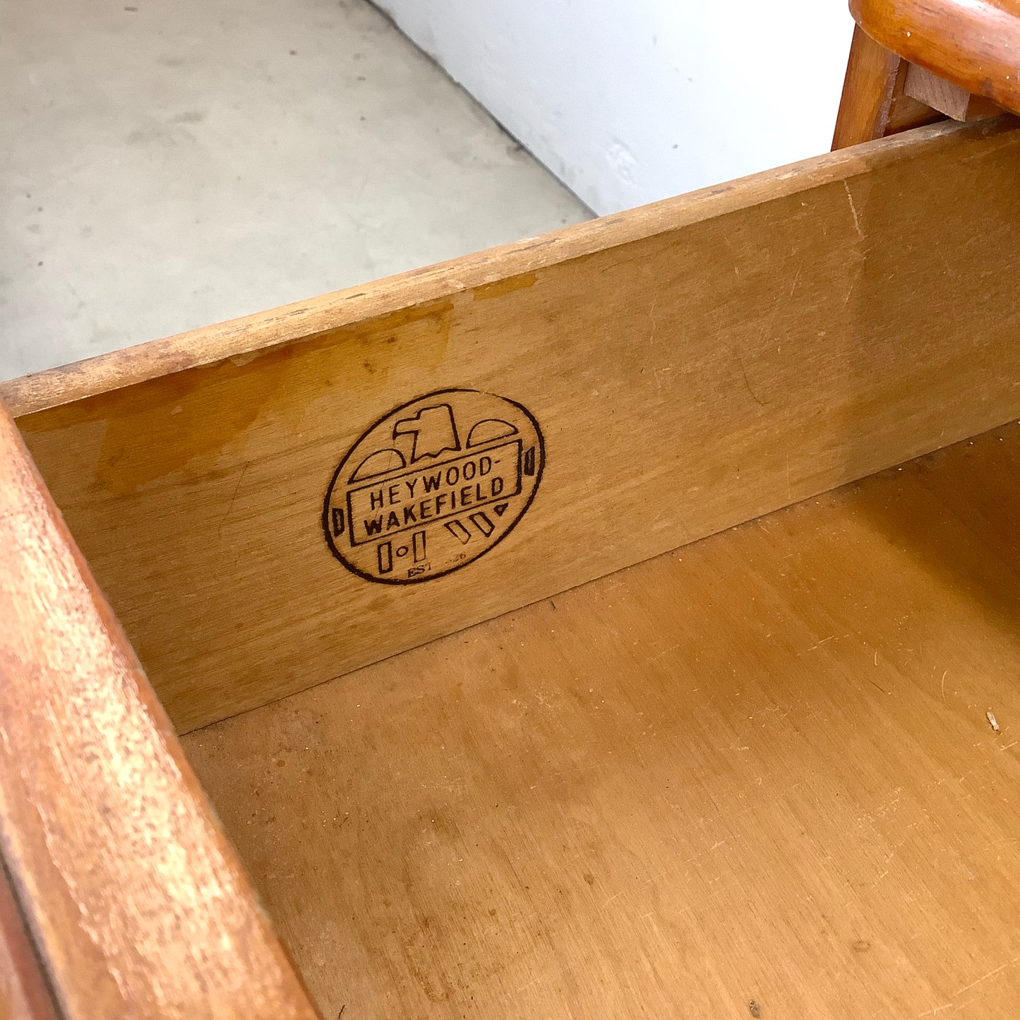 Vintage Three Drawer Bedside Dresser by Heywood Wakefield