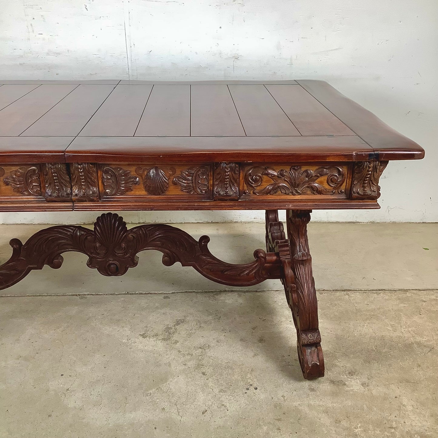 Spanish Revival Carved Extension Dining Table by Berkey & Gay