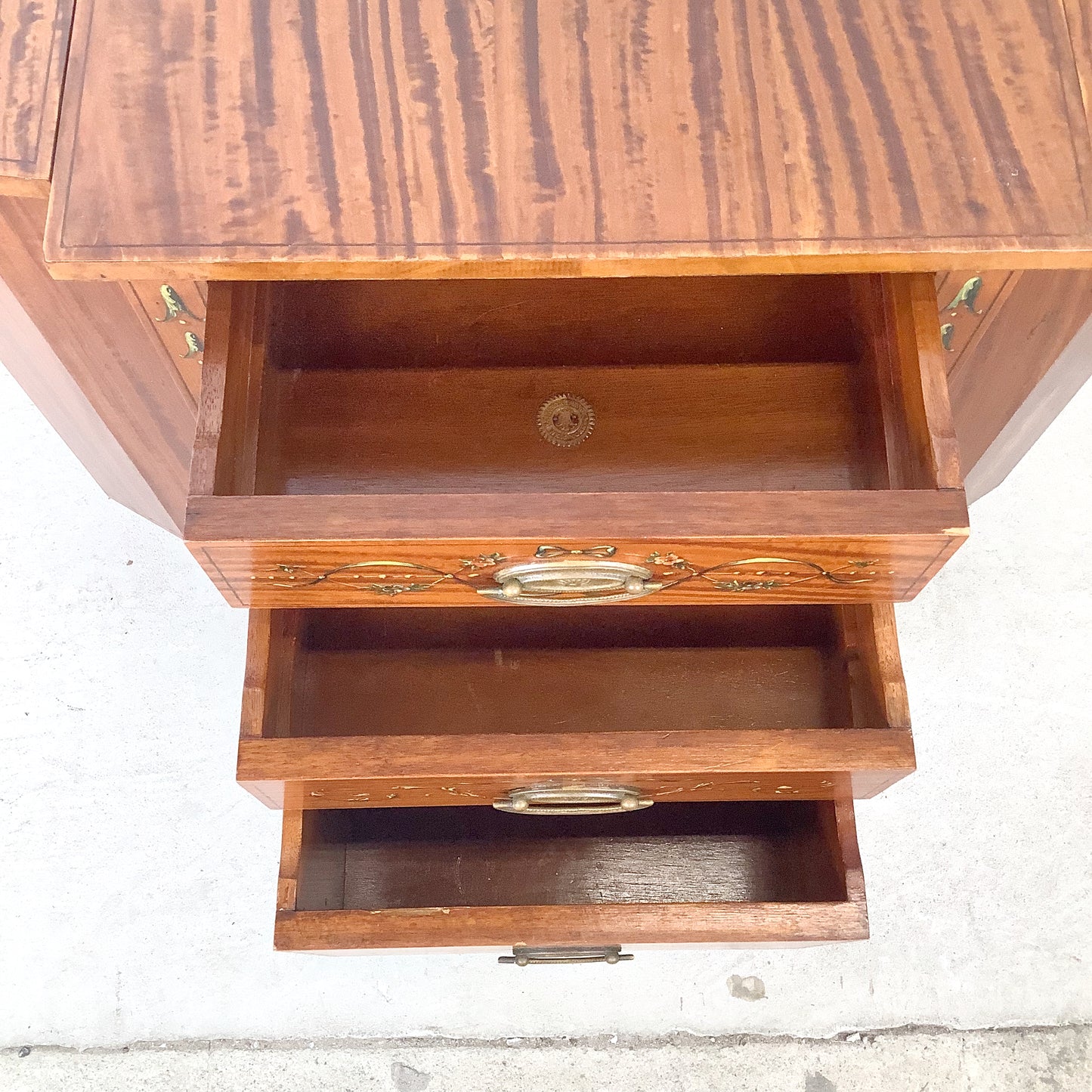 American Adam Revival Satinwood Martha Washington Sewing Cabinet | Aimone Mfg. Co., New York | circa 1900–1919