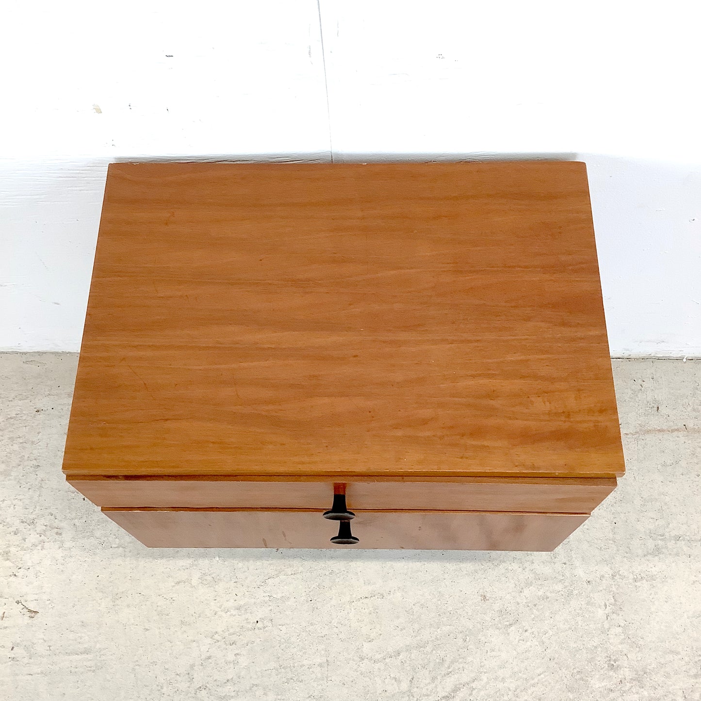 Mid-Century Nightstand With Drawer and Cabinet– Minimalist Form, Warm Finish