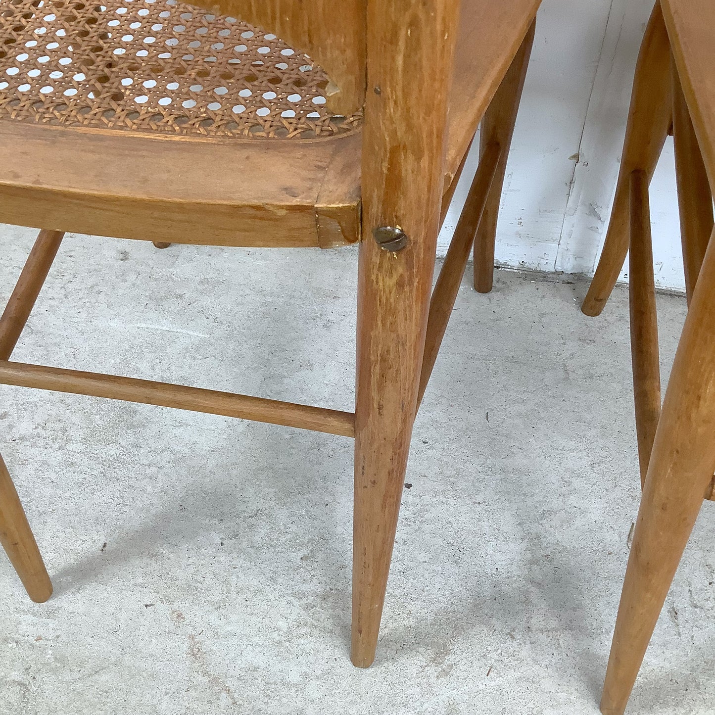 Antique Ribbon & Garland Caned Seat Side Chairs – Pair