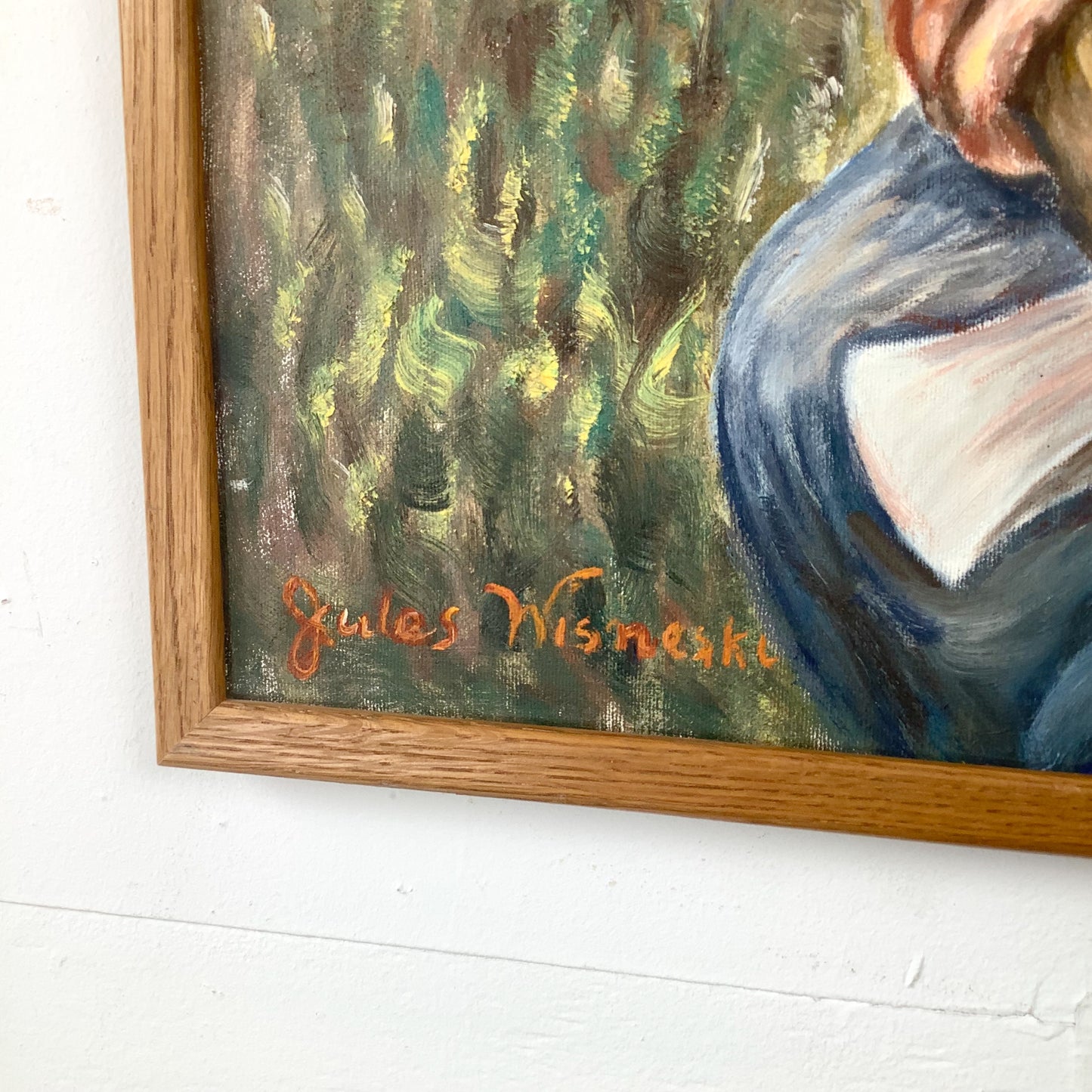 Mid-Century Figurative Oil Painting of Seated Woodsman — Jules Wisneski