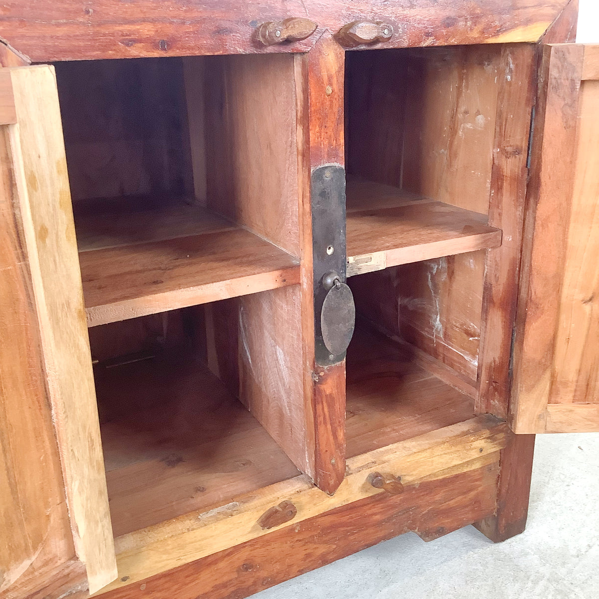 Antique Chinese Provincial Elmwood Cabinet | Iron Circular Lockplate | 19th to Early 20th Century