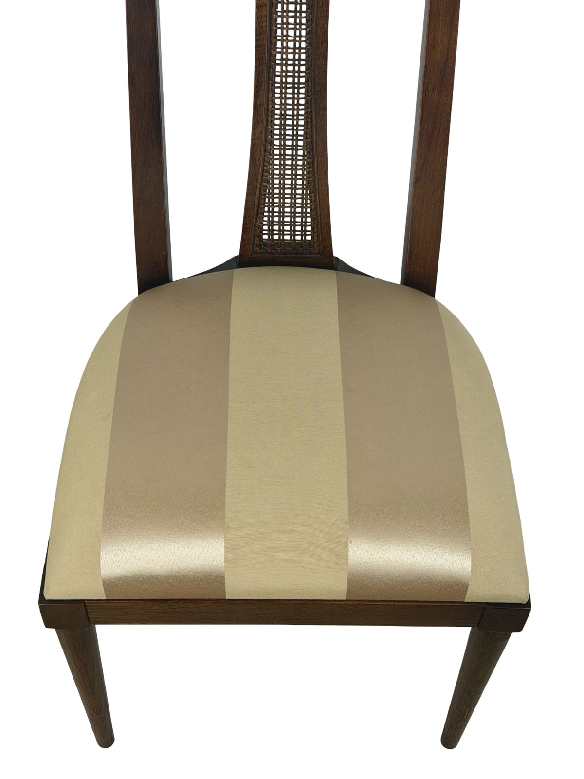 Pair of Vintage Mid-Century Modern High-Back Cane Dining Chairs, Stamped Denmark
