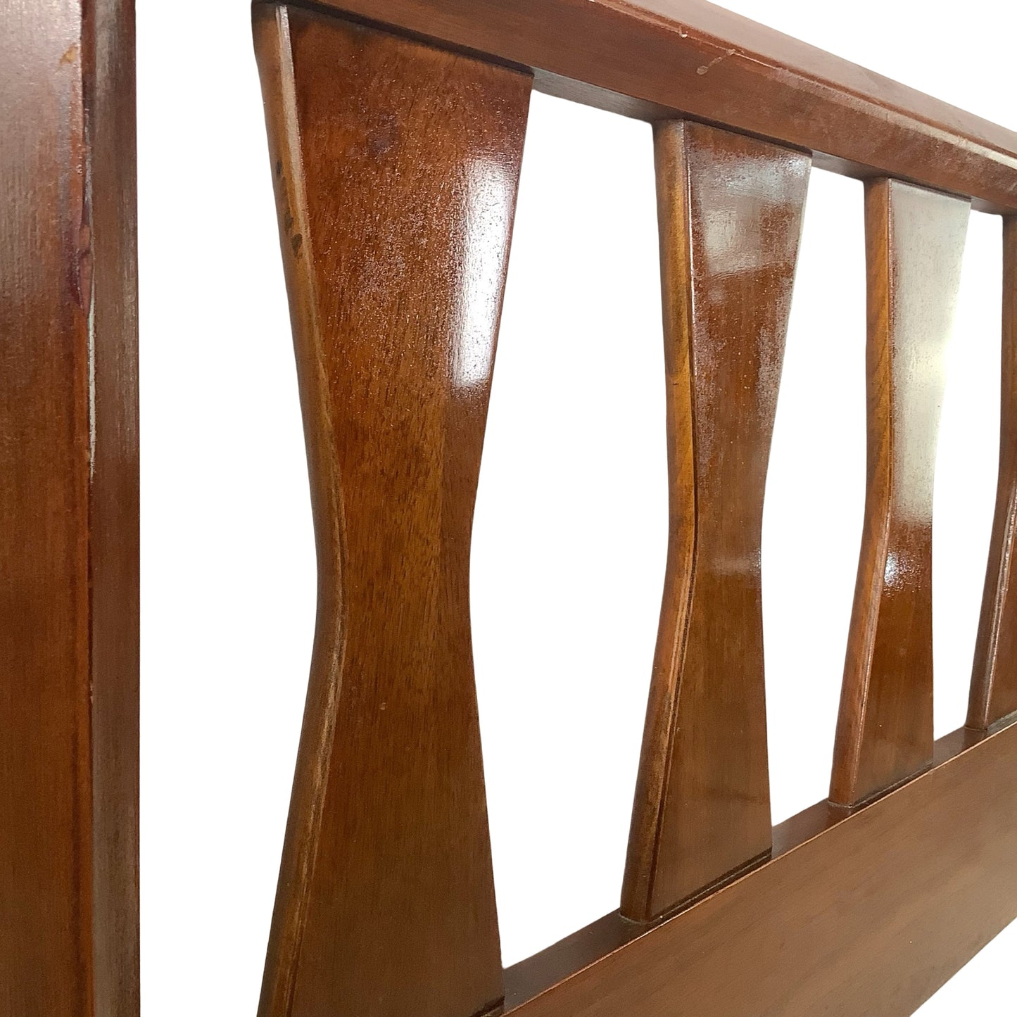 Vintage Sculptural Bowtie Walnut Headboard | 60” Full/Queen