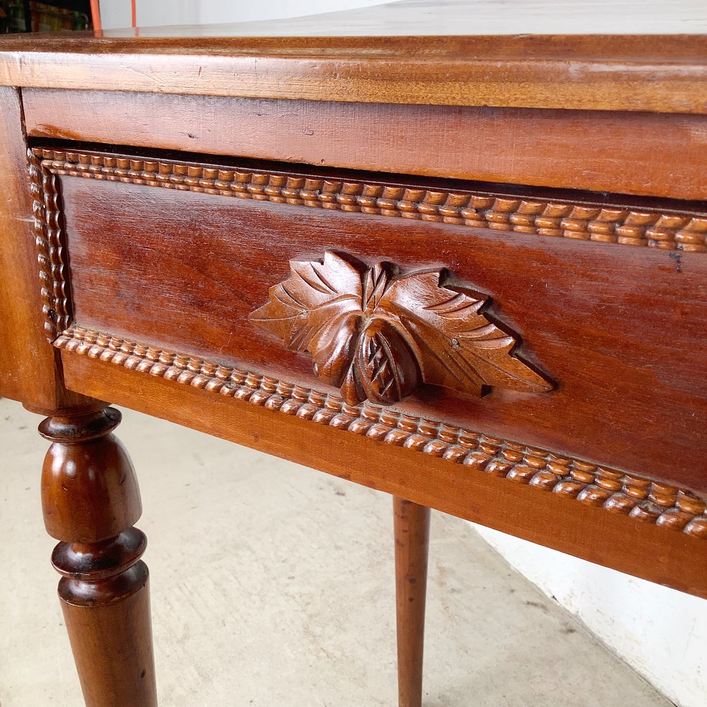 19th Century French Provincial Hand-Carved Walnut Side Table