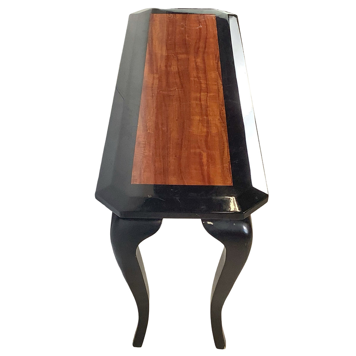 Postmodern Black Lacquer Console Table – Sculptural Legs
