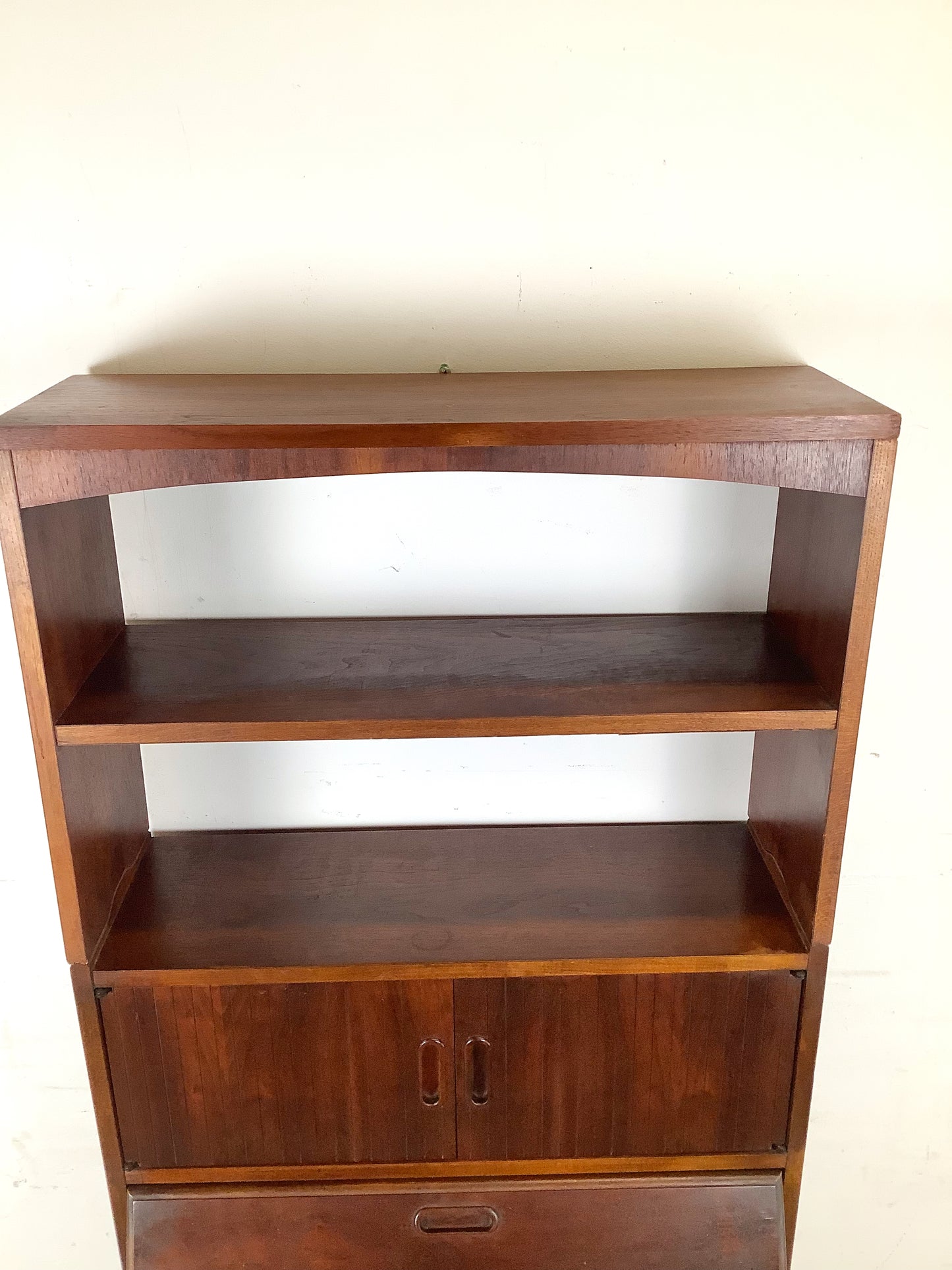 Vintage Mid-Century Modern Walnut Secretary Bookcase | Drop-Front Desk | c. 1960s