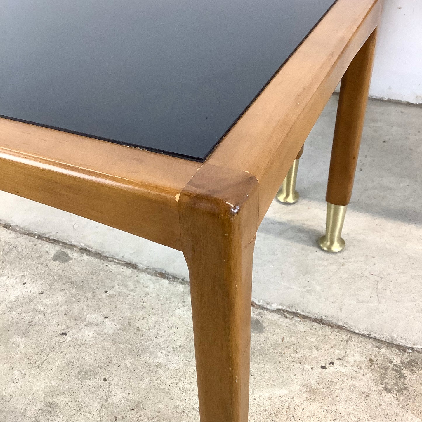 Mid-Century Modern Walnut Nesting Tables with Black Tops