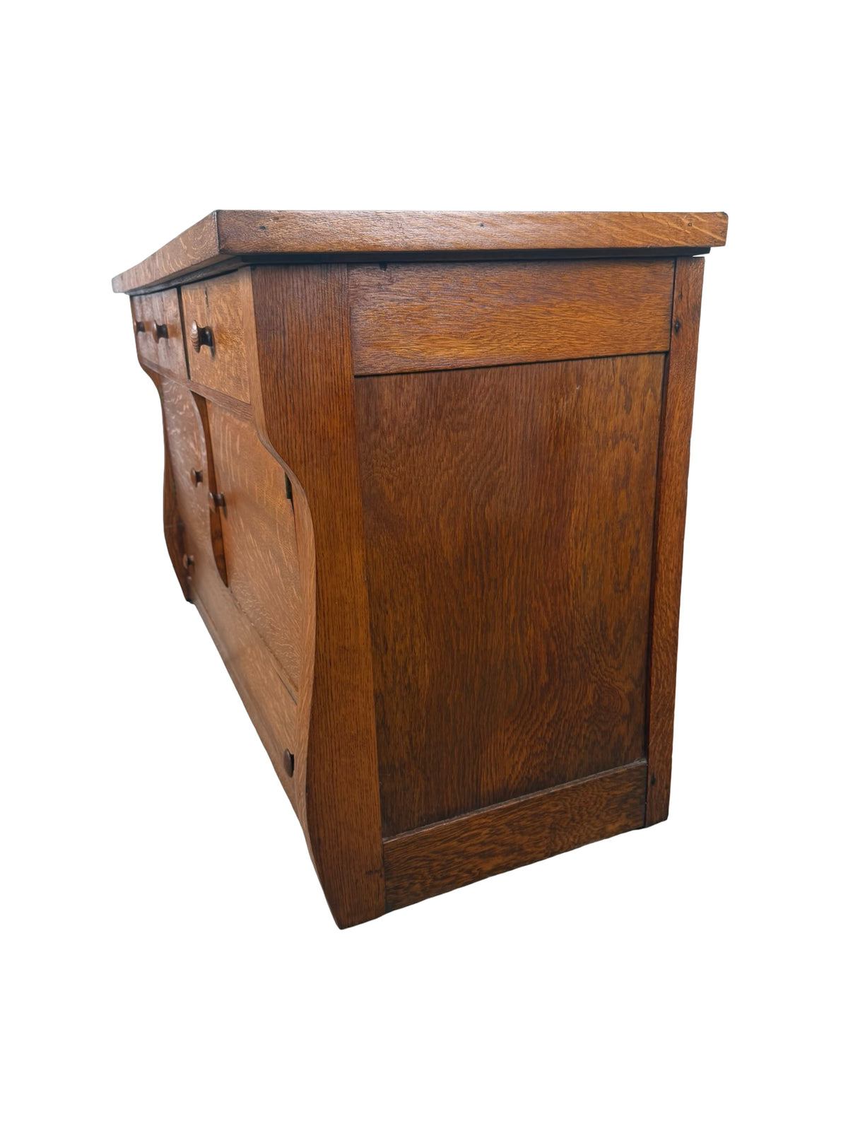 Antique Quarter-Sawn Oak Sideboard – Early 1900s American Arts &amp; Crafts Buffet
