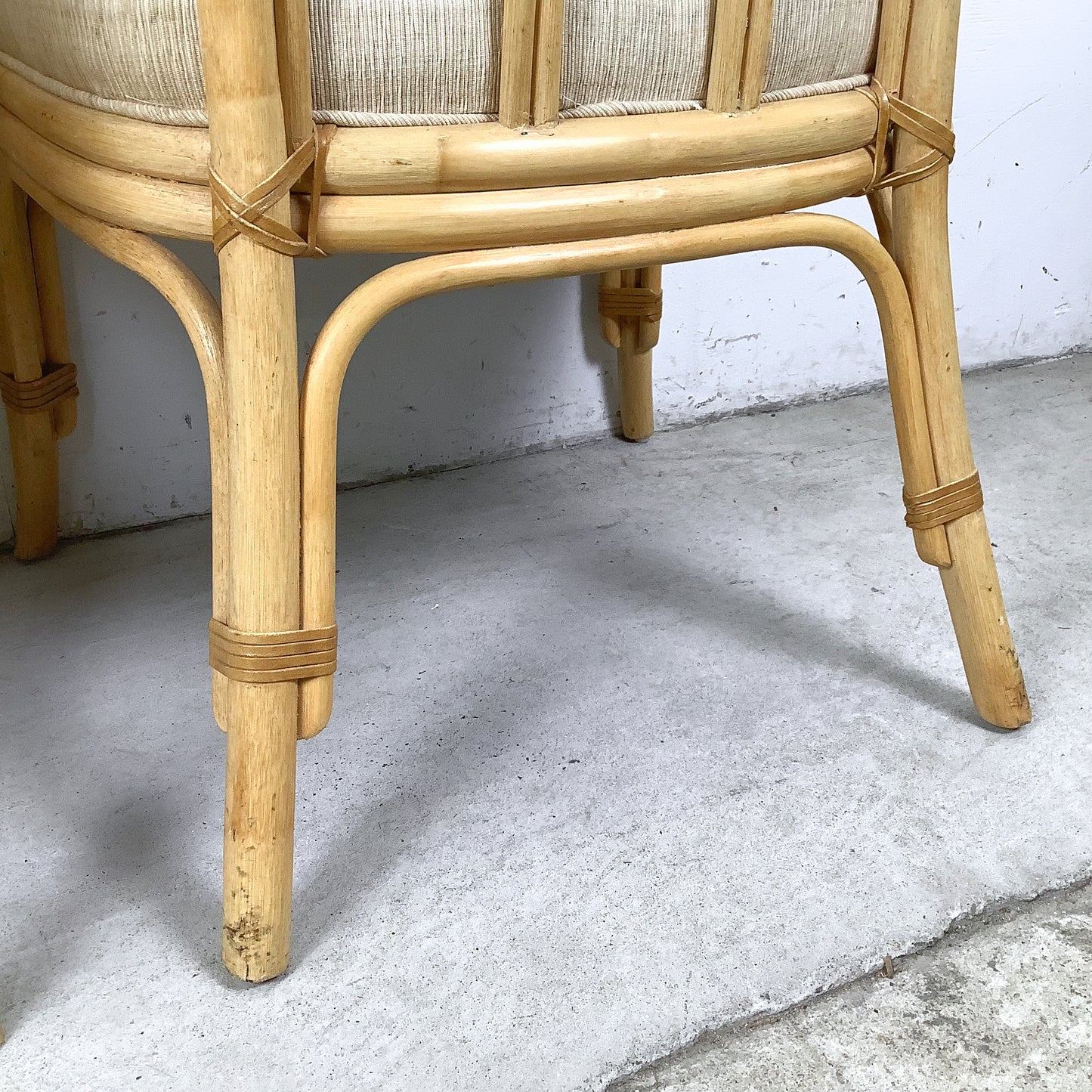 Vintage Henredon Rattan Armchairs, Pair with Cushions, Honey Tone