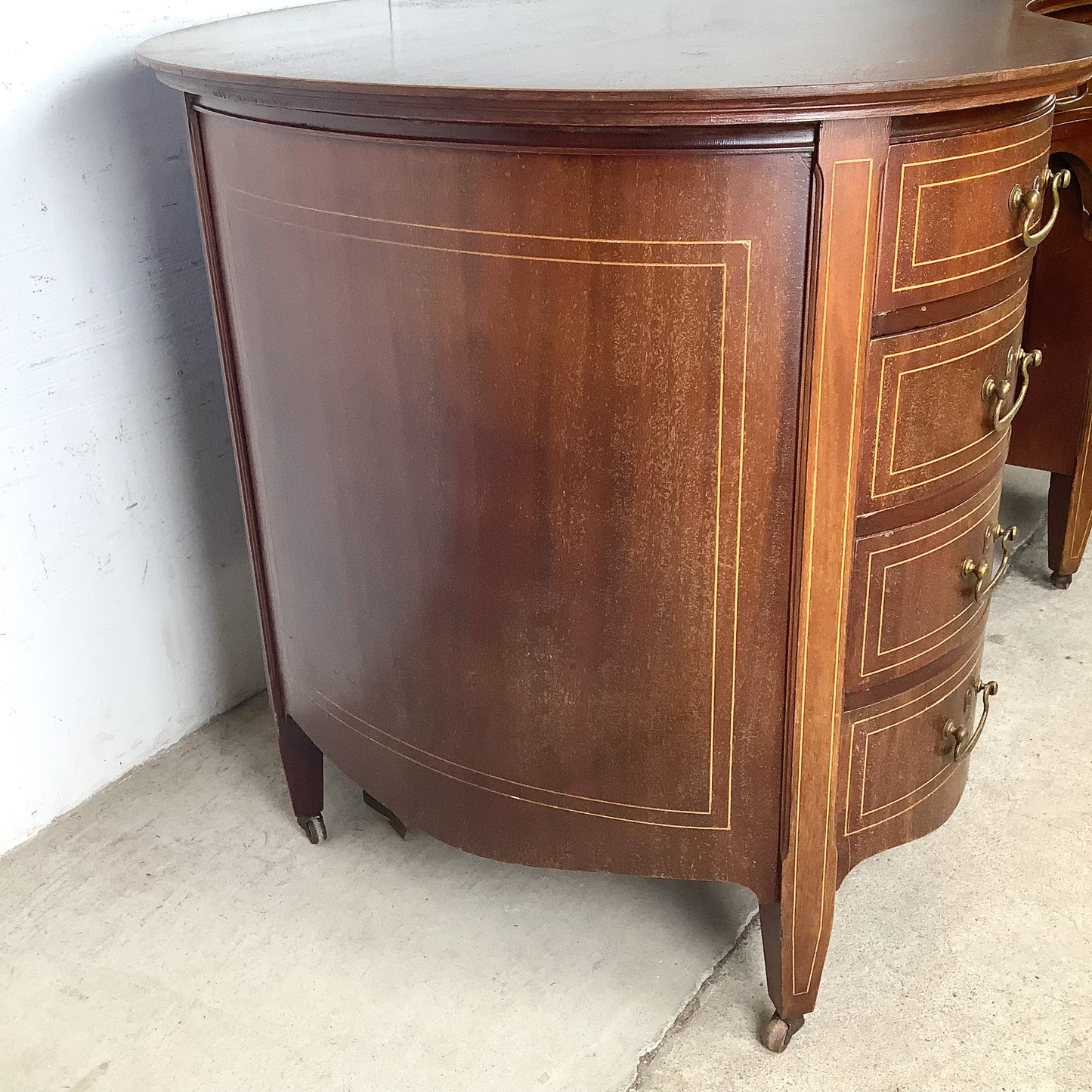 English Edwardian Mahogany Kidney Writing Desk