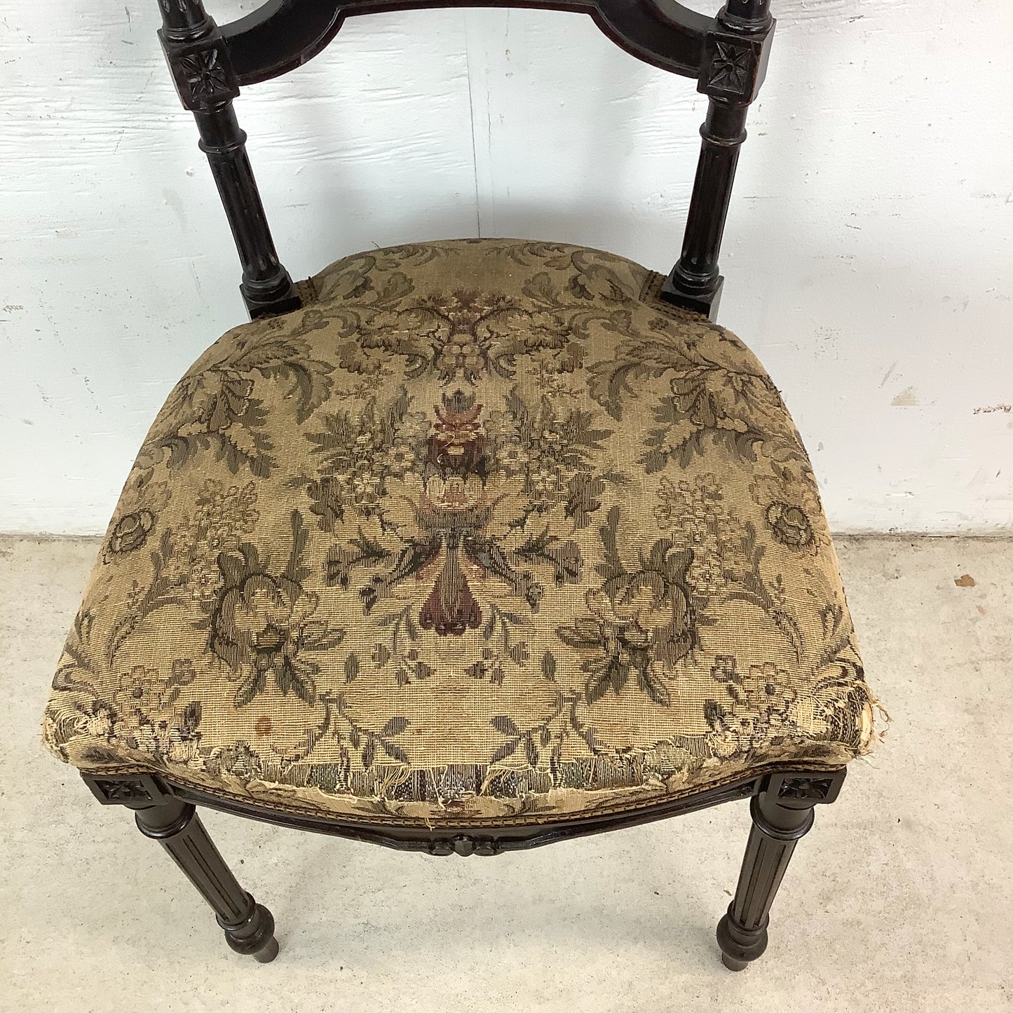 Graceful Napoleon III Style Side Chair with Floral Upholstery